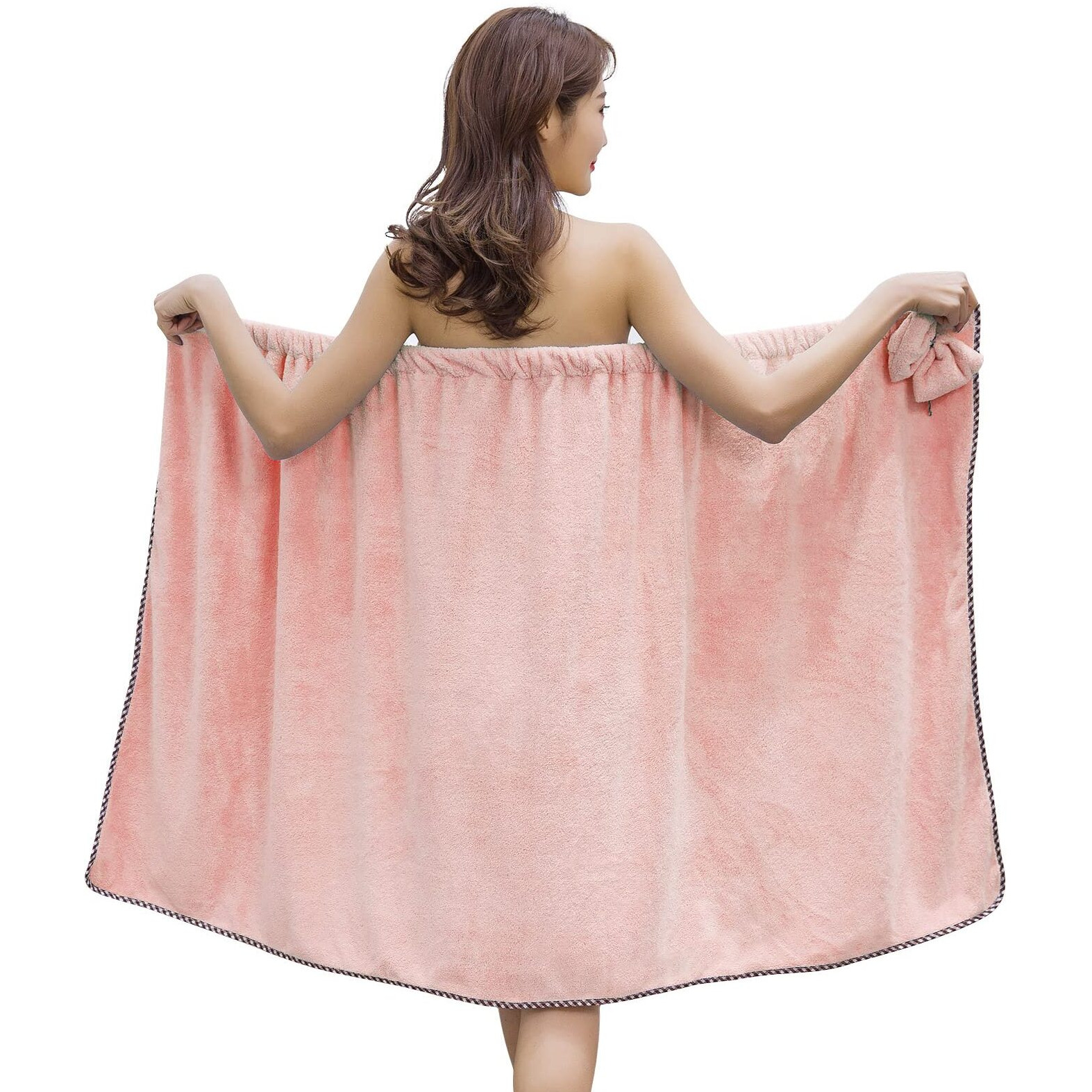 Gosche Bath Towel Wrap For Women - Adjustable Shower Wrap Towel With Home Hotel Bath Towel Nightgown For Sauna Beach Pool Gym Travel - Pink Xl