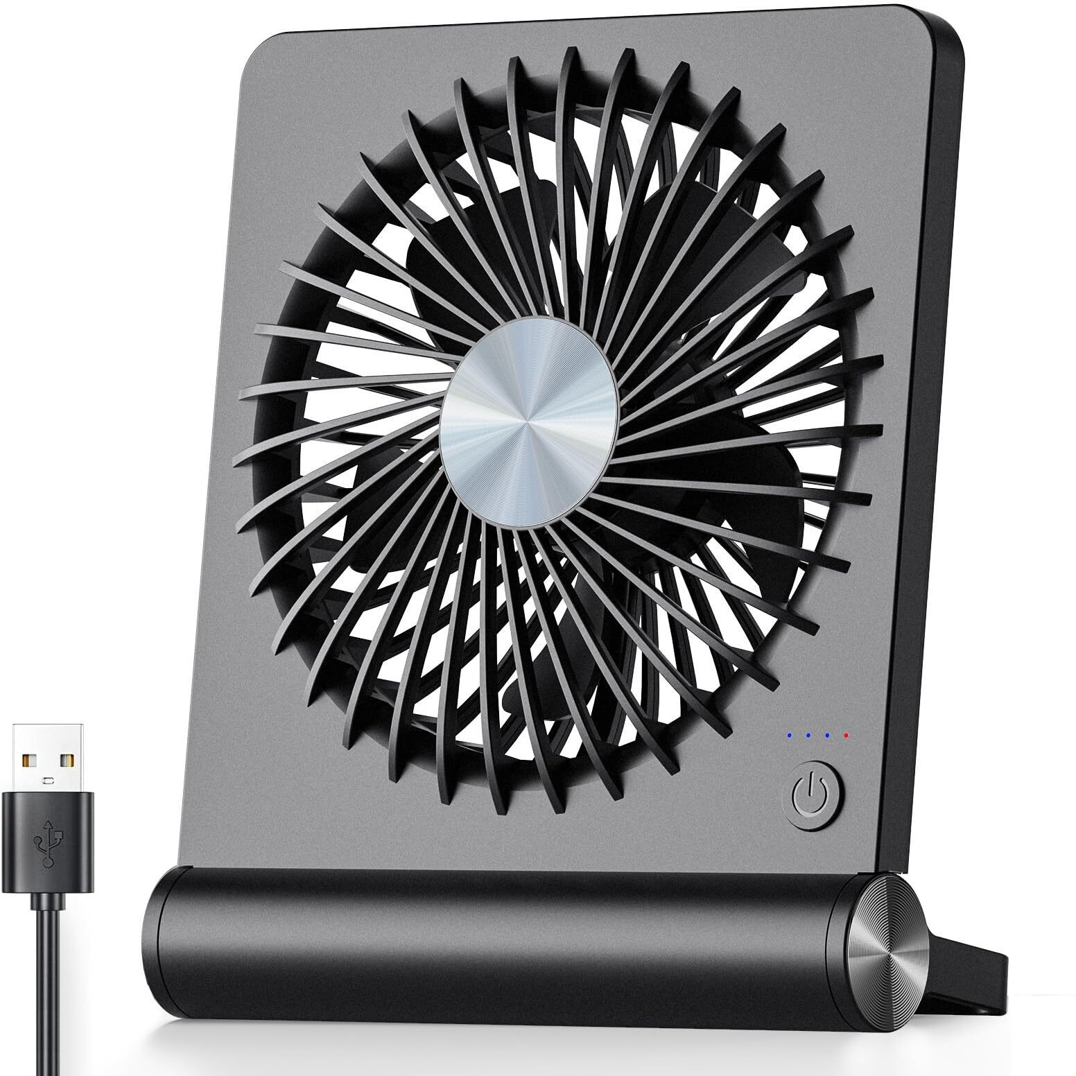Koonie Usb Fan, Strong Wind Ultra Quiet Small Desk Fan 220    Tilt Folding 3 Speeds Adjustable Usb-C Corded Powered Personal Fan For Home Office Desktop Black