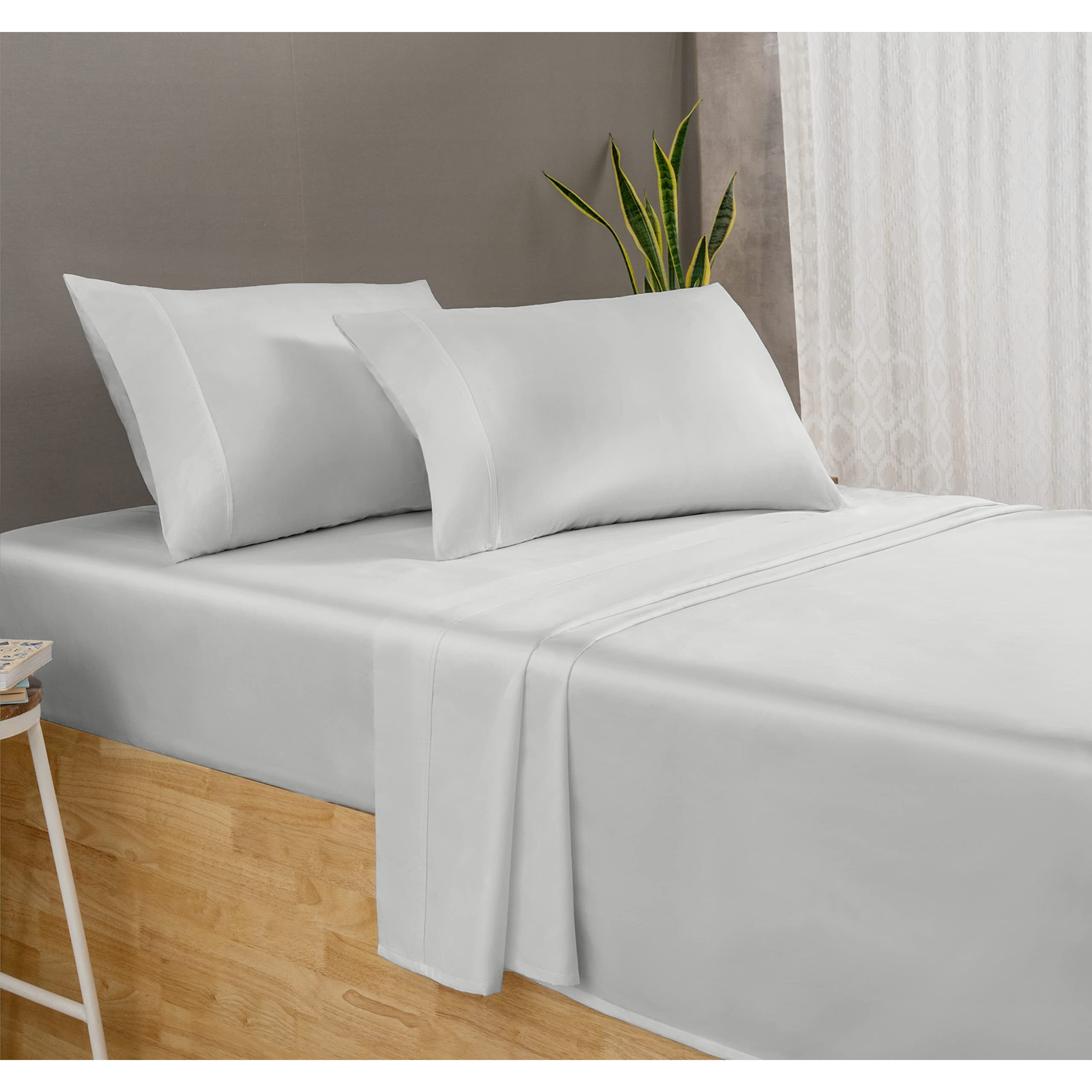 Threadmill Luxury 800 Thread Count King 100% Cotton Sheets - Light Grey Sateen Weave Bed-Sheets, Better Than Egyptian Cotton, 4 Pc Solid Soft Bed Set, Fits 16"" Deep Pocket