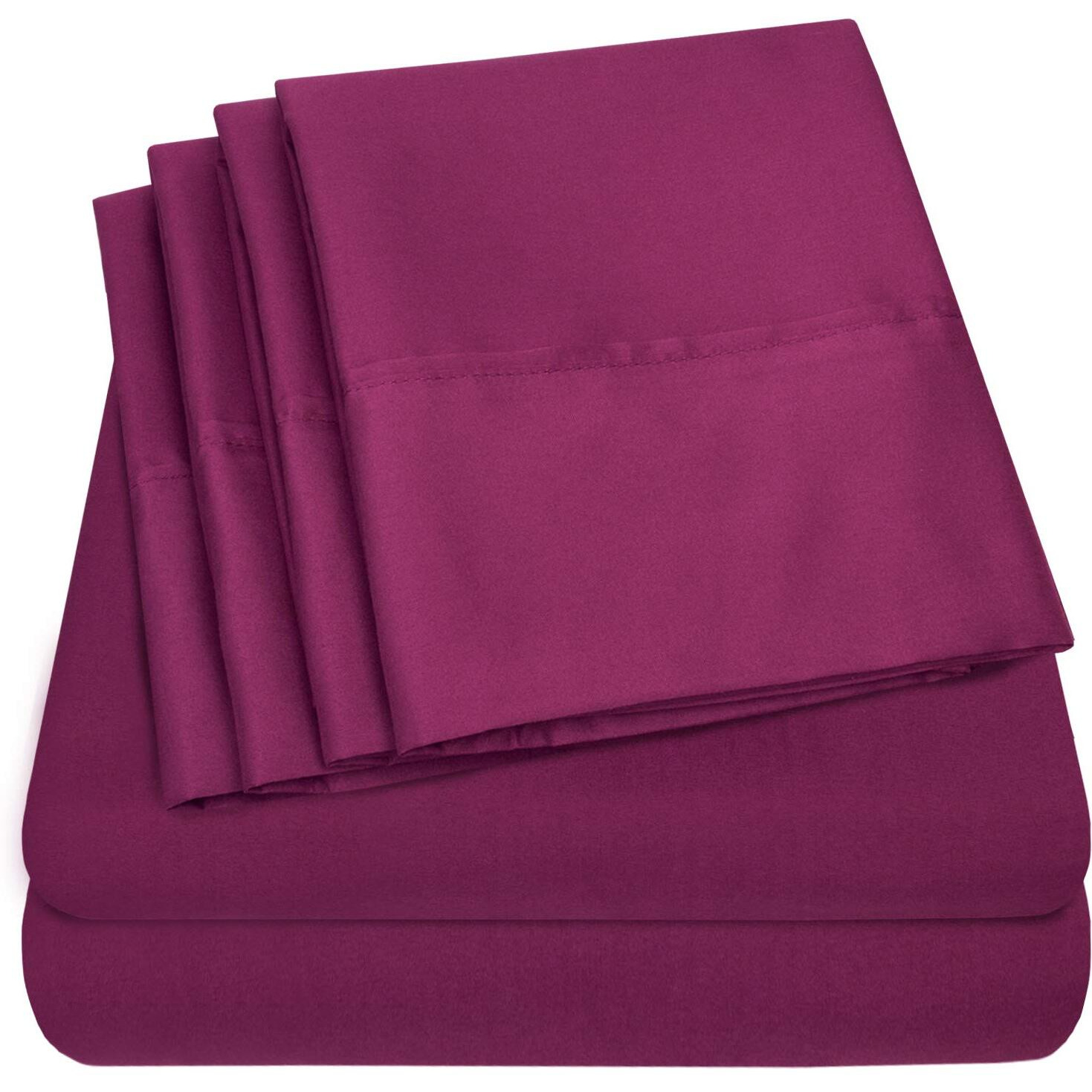 Queen Sheets Berry - 6 Piece 1500 Supreme Collection Fine Brushed Microfiber Deep Pocket Queen Sheet Set Bedding - 2 Extra Pillow Cases, Great Value, Queen, Berry