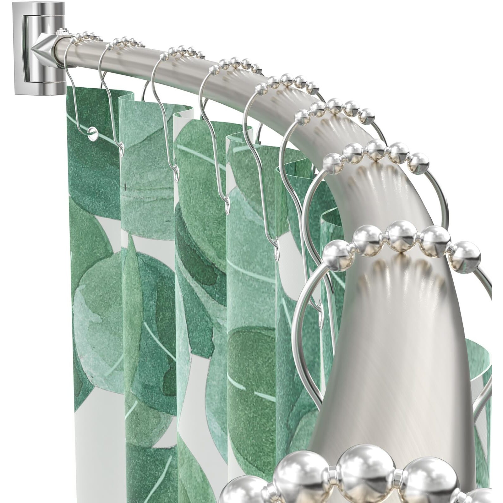 Prettyhome Adjustable Arched Curved Shower Curtain Rod Rustproof Expandable Aluminum Metal Shower Rod 38-72 Inches Telescoping Design Exquisite Customizable For Bathroom,Need To Drill,Brushed Nickel