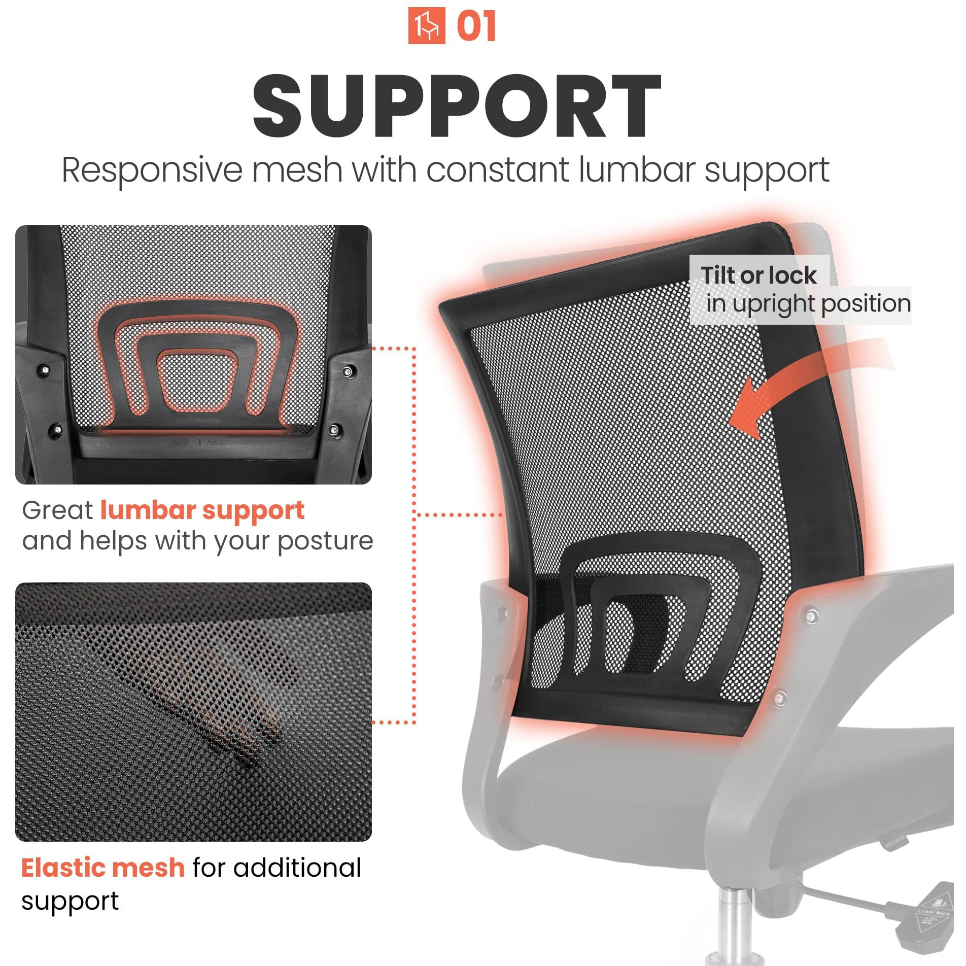 Neo Chair Office Computer Desk Chair Gaming-Ergonomic Mid Back Cushion Lumbar Support With Wheels Comfortable Blue Mesh Racing Seat Adjustable Swivel Rolling Home Executive (Black)