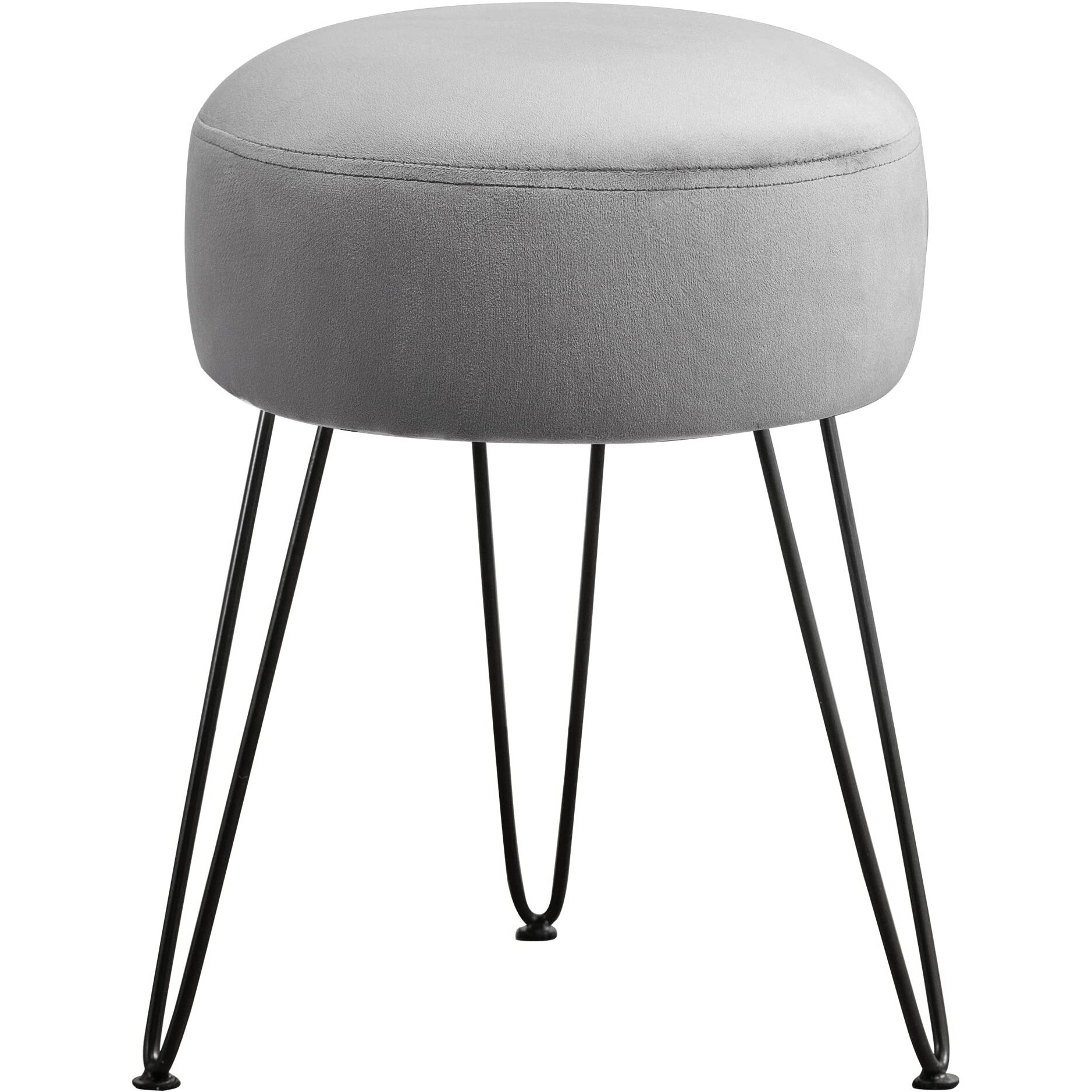 Lue Bona Vanity Stool, Gray Vanity Stools For Makeup Room, Round Ottoman Foot Stool, Velvet Footrest Vanity Chair For Bathroom Vanity, Bedroom, Living Room, Entryway, Offices