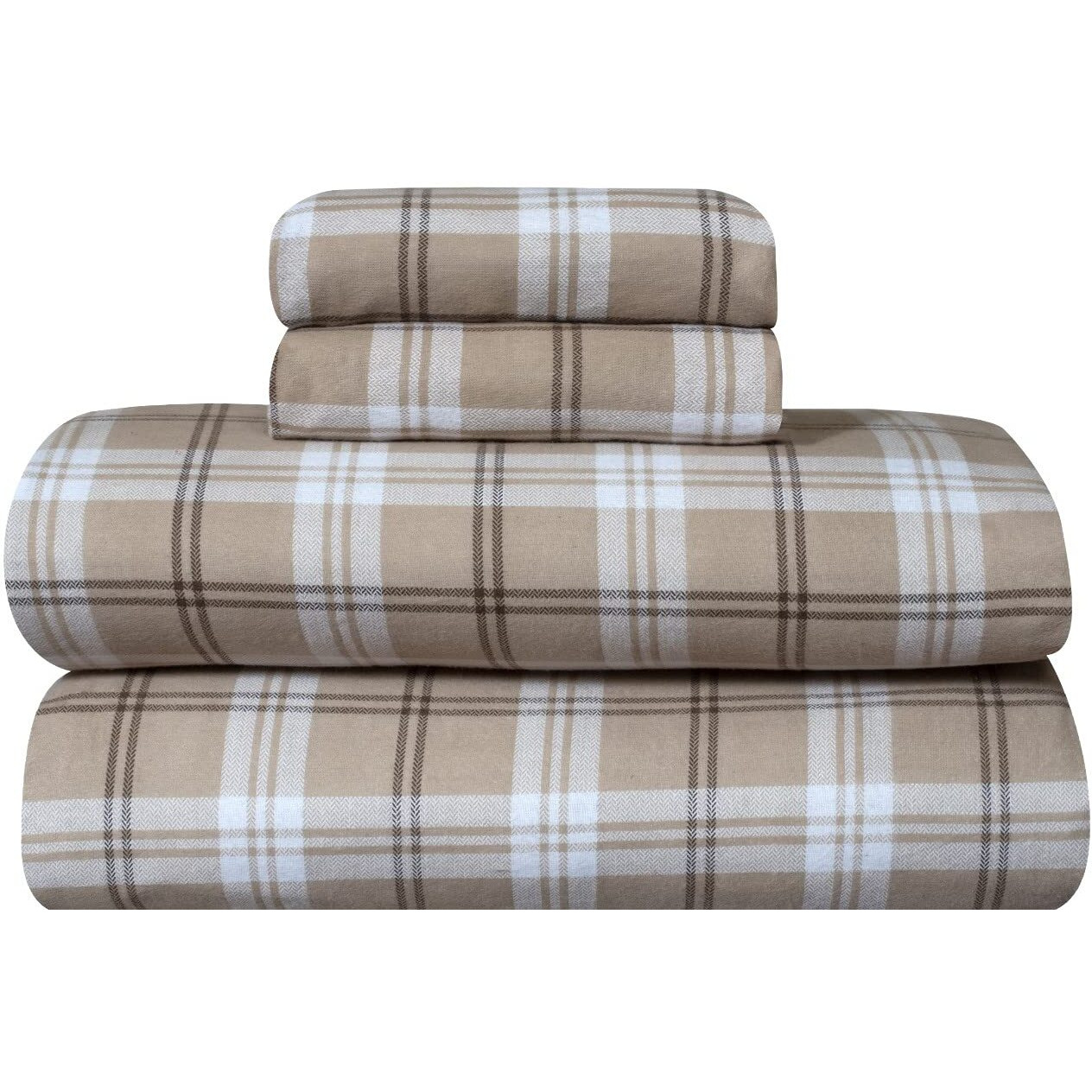 Bliss Casa 4 Piece 100% Cotton Flannel Sheet Set Queen - High Gsm Deep Pockets, Warm Breathable Flannel Sheet Set. Flannel Bed Set Includes 1 Flat Sheet, 1 Fitted Sheet & 2 Pillowcases (Richmond)