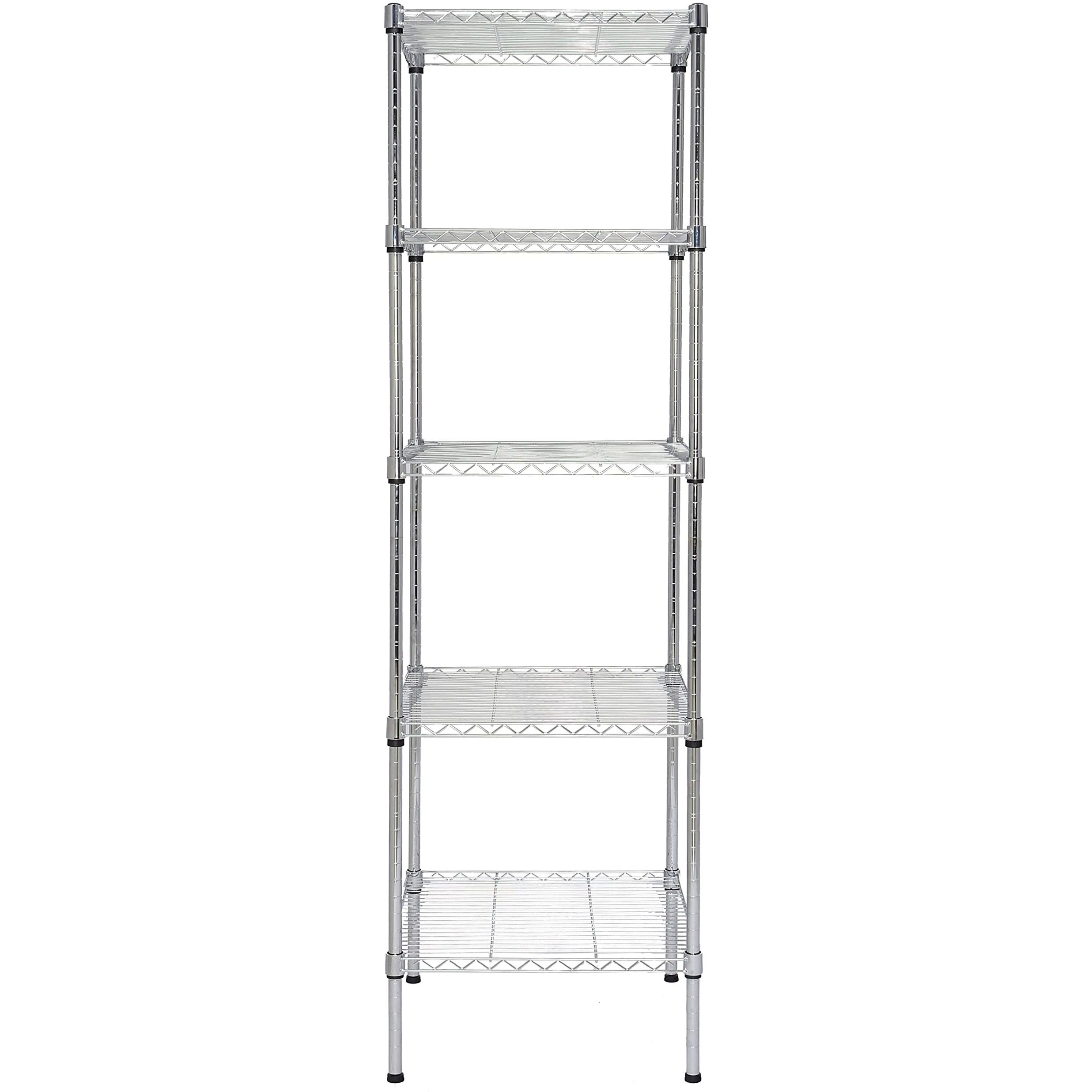 Finnhomy Heavy Duty 5 Tier Wire Shelving Unit, 18X18X59-Inches 5 Shelves Storage Rack, Metal Shelving With Thicken Steel Tube, Nsf Certified, Chrome