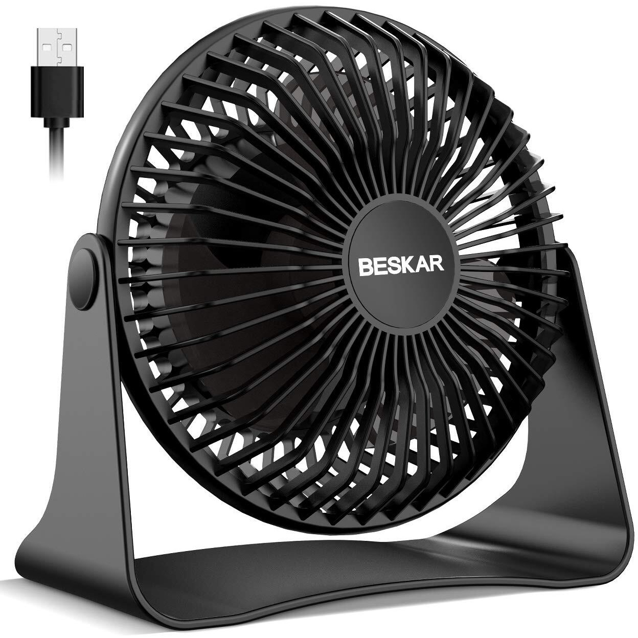 Beskar Usb Small Desk Fan, Portable Fans With 3 Speeds Strong Airflow, Quiet Operation And 360   Rotate, Personal Table Fan For Home,Office, Bedroom - 3.9 Ft Cord