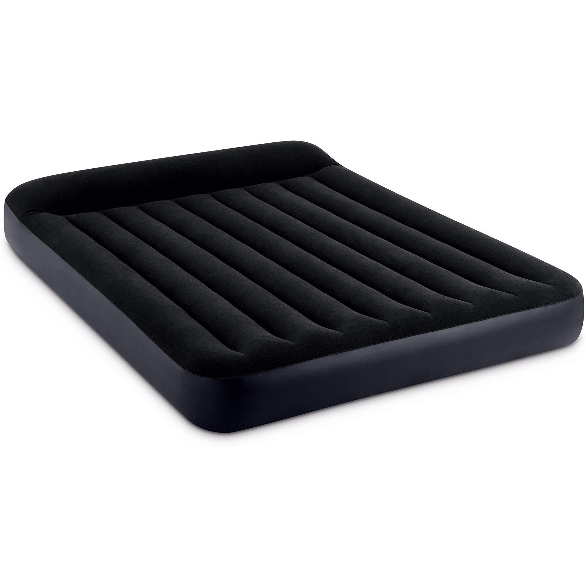 Intex 64149Ed Dura-Beam Standard Pillow Rest Air Mattress Fiber-Tech - Queen Size - Built-In Electric Pump - 10In Bed Height - 600Lb Weight Capacity,Navy