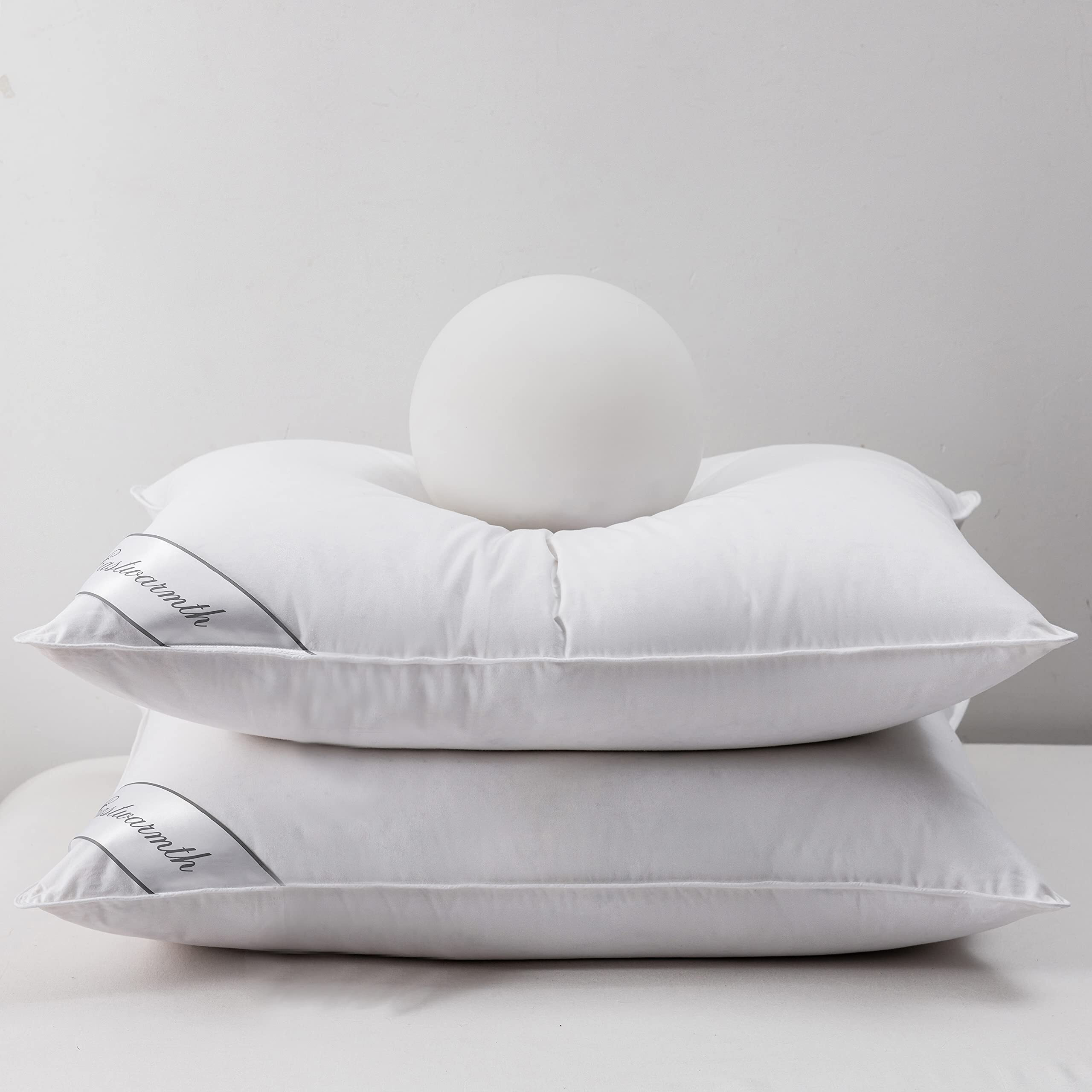 Eastwarmth Goose Down & Feather Pair Pillows Insert For Side And Back Sleepers White Color,100% Soft Cotton King 20X36In