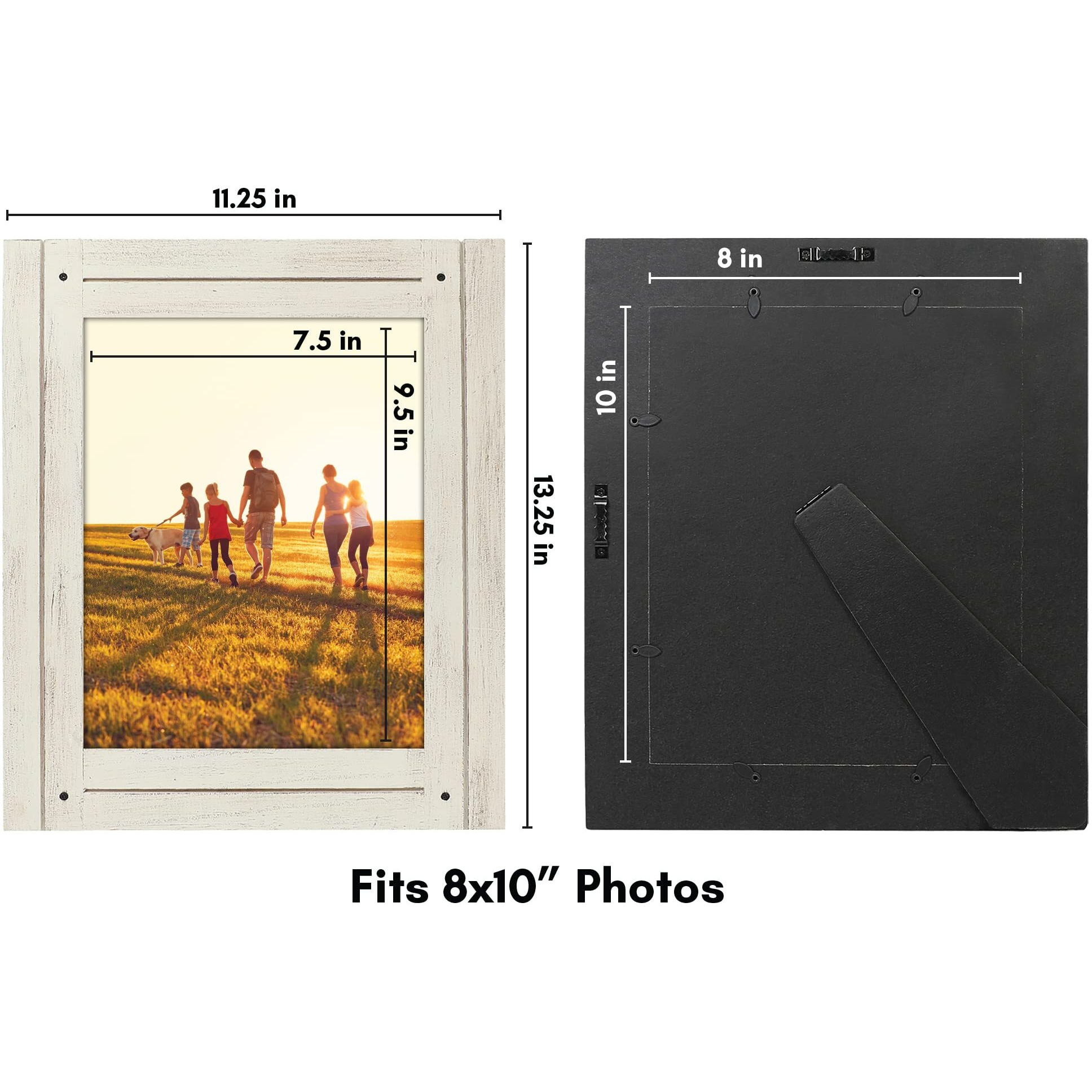 Americanflat 8X10 Rustic Picture Frame In Aspen White With Textured Wood And Polished Glass - Horizontal And Vertical Formats For Wall And Tabletop