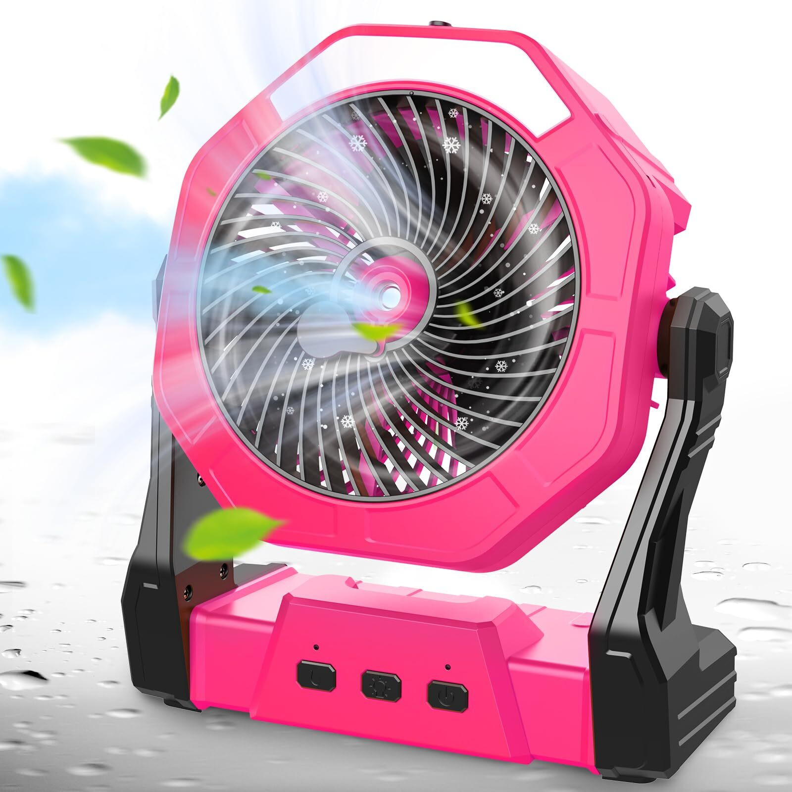 Upgraded Camping Fan, Misting Fan Portable With Light & 250Ml Water Tank, 10000Mah 8 Inch Battery Operated Fan Rechargeable Fan, Outside Fan With Hook Usb Fan For Bedroom Outdoor Tents Travel Summer
