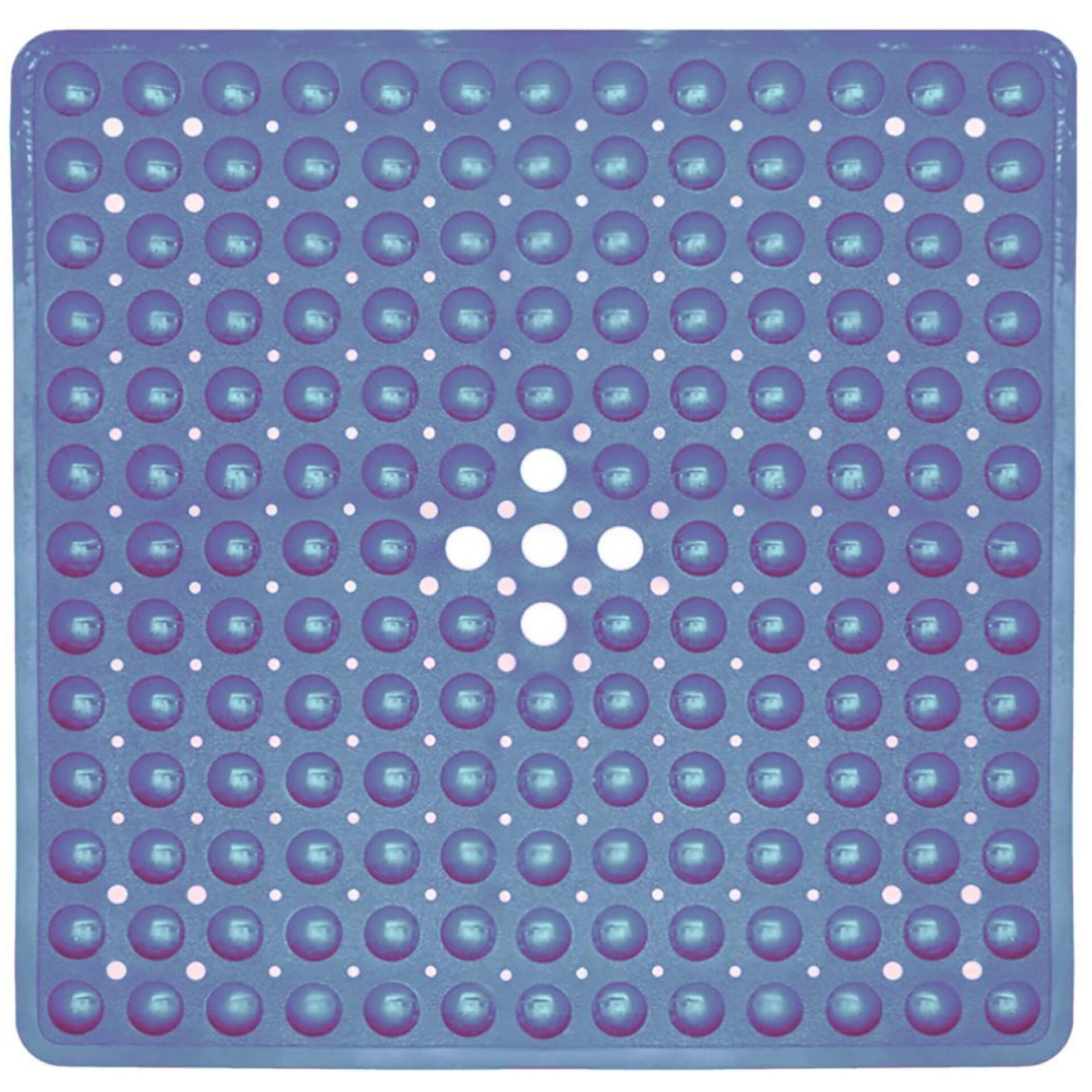 Enkosi Square Shower Mat Non Slip - 21X21 Shower Stall Mat - Small Shower Mat - Clear Shower Mat With Drain Hole In Middle - Stand Up Shower Mat - Shower Anti Slip Mat - Square Bath Mat (21X21 Clear)