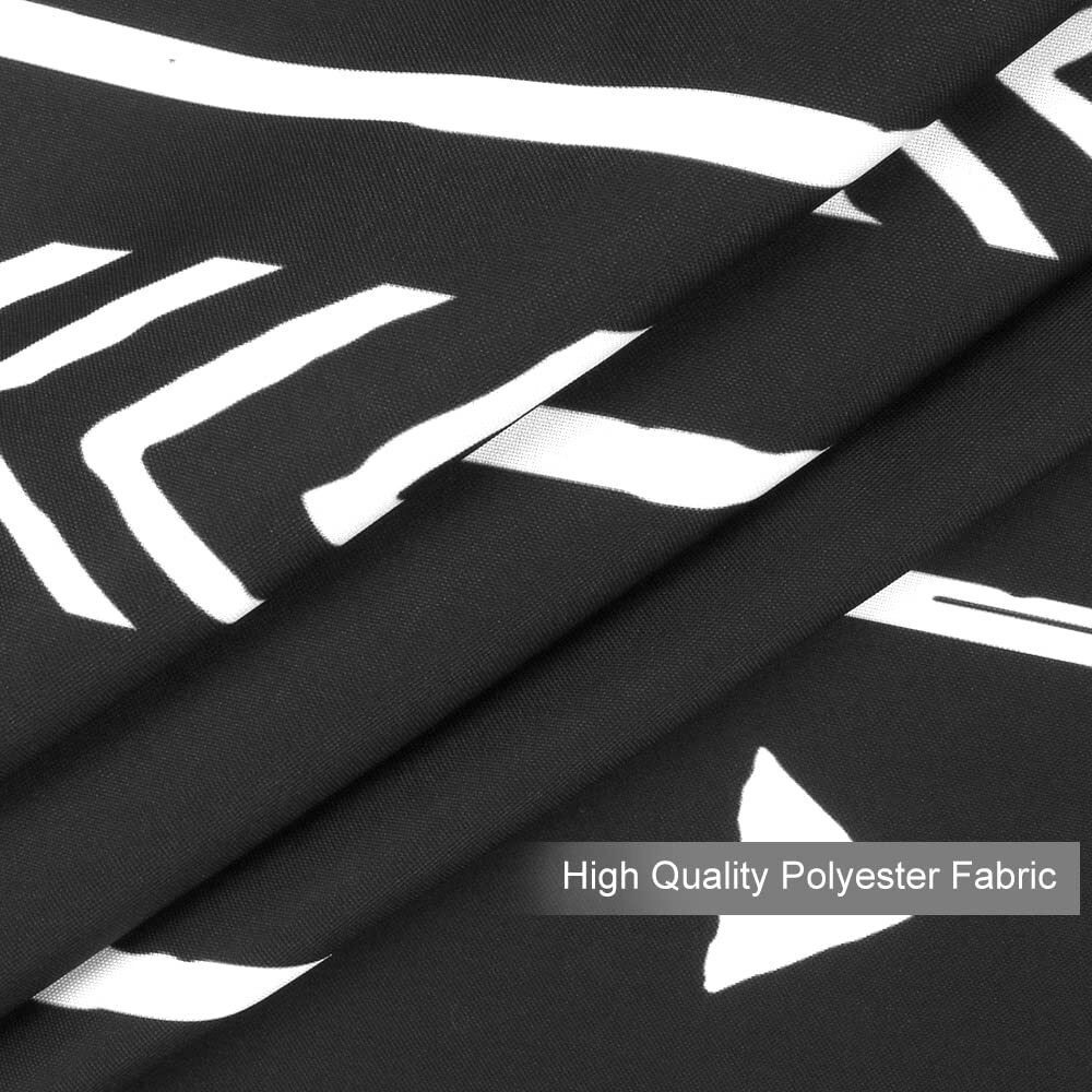 Uphome Boho Black And White Fabric Tassel Triangle Stripes Geometric Shower Curtain Set With Hooks Chic Tribal Bathroom Decor Accessories (72X72 Inch, Black)