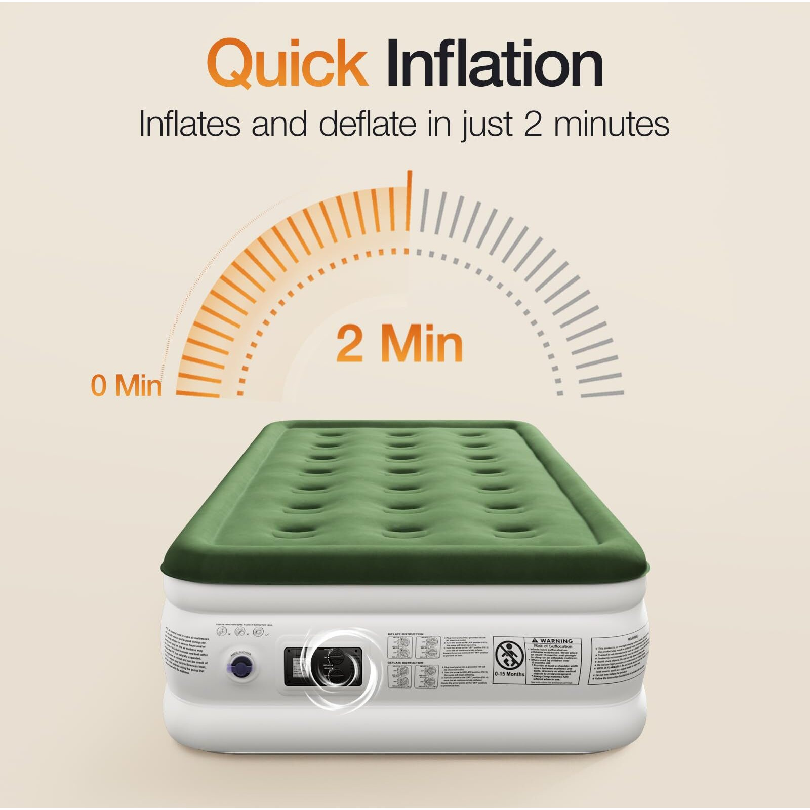 Zearna Twin Air Mattress With Built Pump, 16 "" Durable Blow Up Mattress Airbed, Comfortable Top Surface Inflatable Mattress For Camping Home & Portable Travel