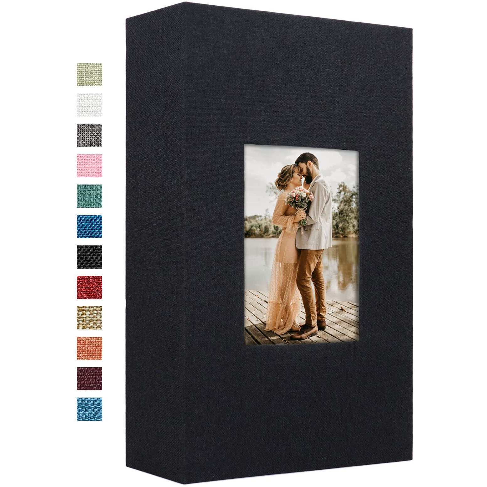 Vienrose Linen Photo Album 420 Pockets For 4X6 Photos Fabric Cover Photo Books Slip-In Picture Albums For Wedding Baby Vacation