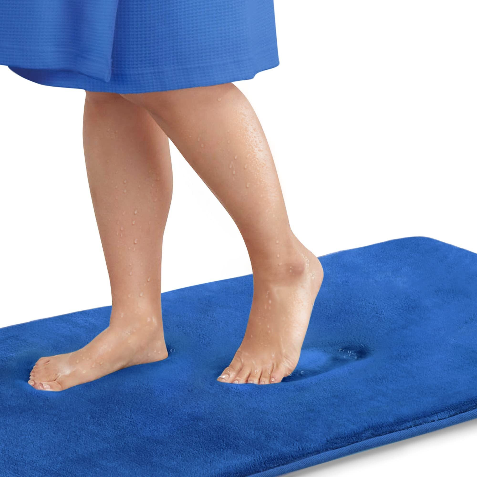Genteele Bath Mats For Bathroom Non Slip - Royal Blue 17 "" X 24 "" Memory Foam Bathroom Rugs - Quick Dry Bath Mat