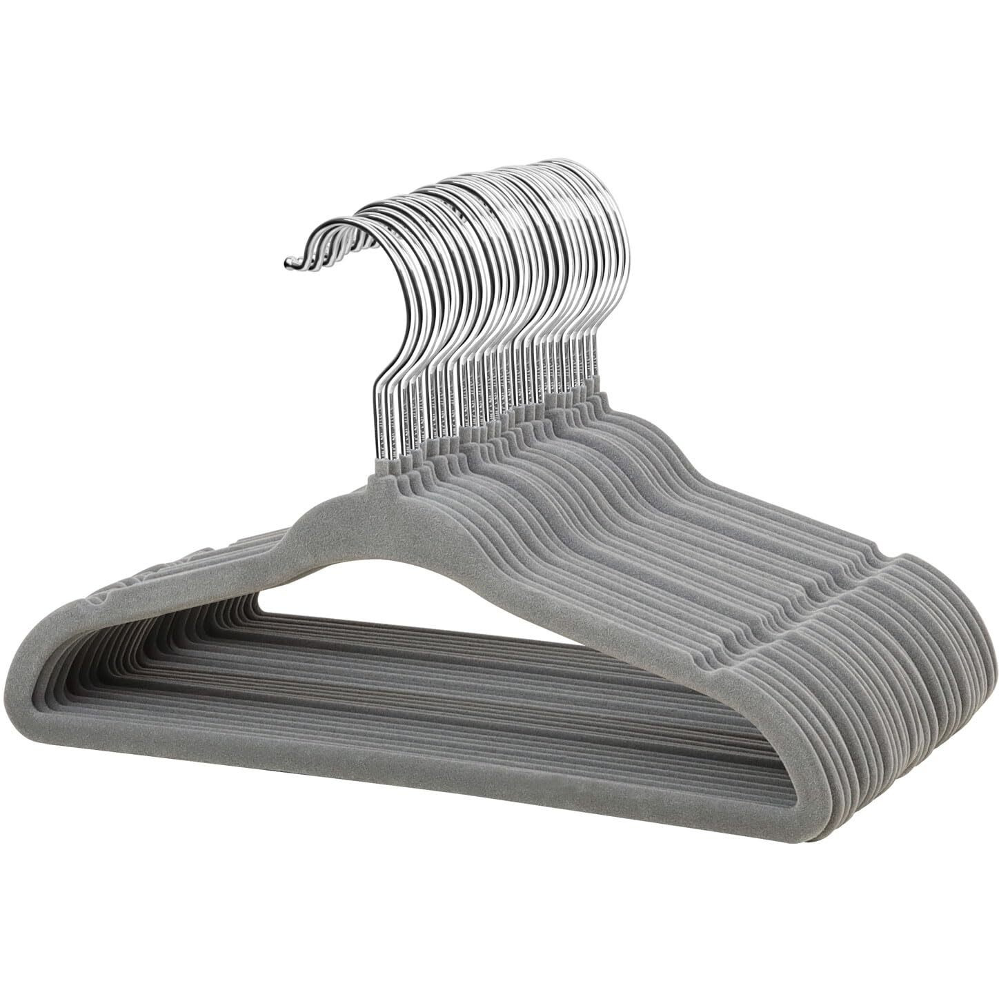 Mangotree Baby Clothes Hangers, Velvet Kids Toddlers Coat Hangers With Ultra Thin & Non-Slip Design (30 Pack, Gray)