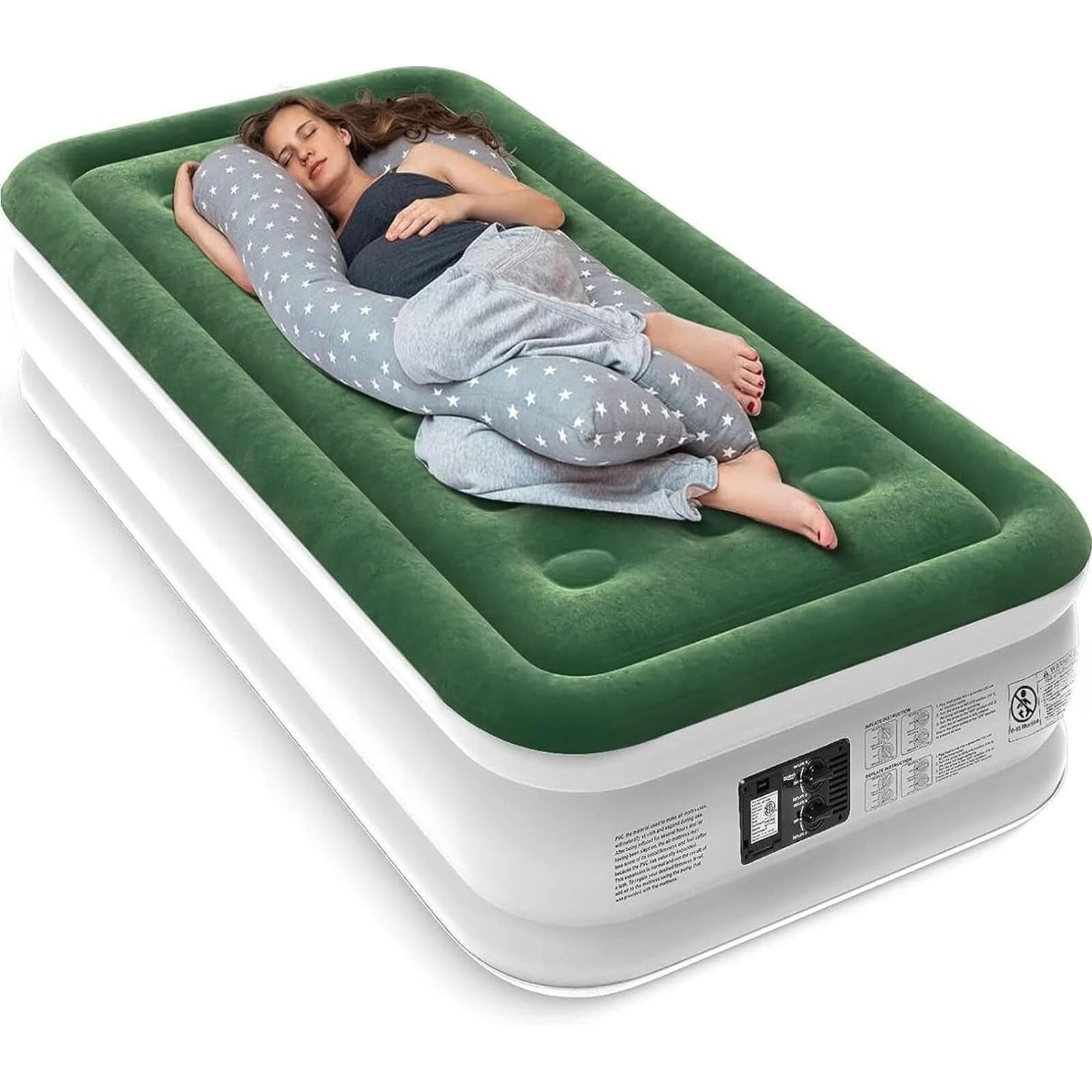 Zearna Air Mattress With Built In Pump - Upgraded Twin Blow Up Mattress, 2 Mins Quick Self Inflatable With Double Air Chamber,18 ""/550Lbs Max, Strong Support, For Camping,Home,Guests,Portable Travel