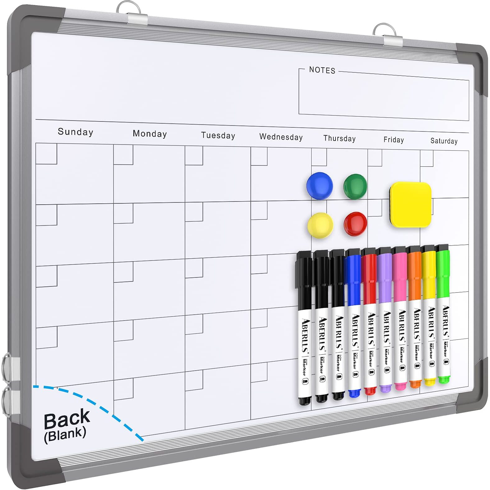 Small Monthly Calendar Dry Erase Whiteboard For Wall, 16"" X 12"" Magnetic Dry Erase Board, Hanging Double-Sided White Board, Portable Board For Drawing, Kitchen, Planning, Memo, School, Home, Office