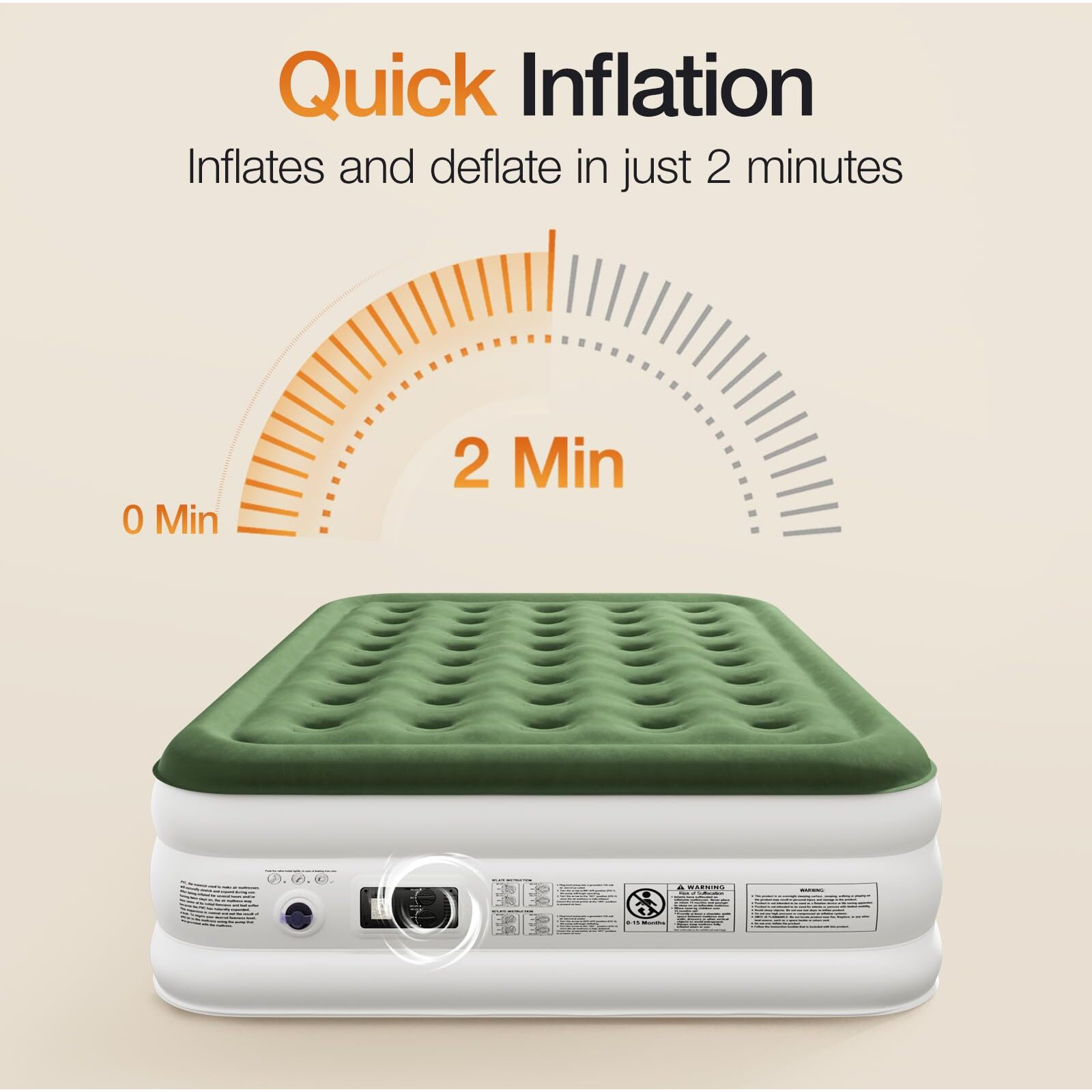 Zearna Air Mattress Queen With Built In Pump - Upgraded Blow Up Bed, 2 Mins Quick Self Inflatable With Double Air Chamber, 18 ""/650Lbs Max, All Night No Lost Air, For Camping,Home,Portable Travel