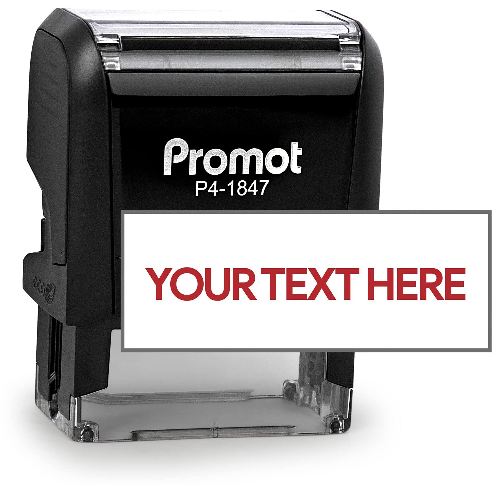 Promot Self Inking 1 Line Custom Stamp - Personalized Name Stamp For Office, Teacher, Address & Business Label Stamp - Choose Font, Ink Color, Pad, Self Inking For Personal & Professional Use - Medium