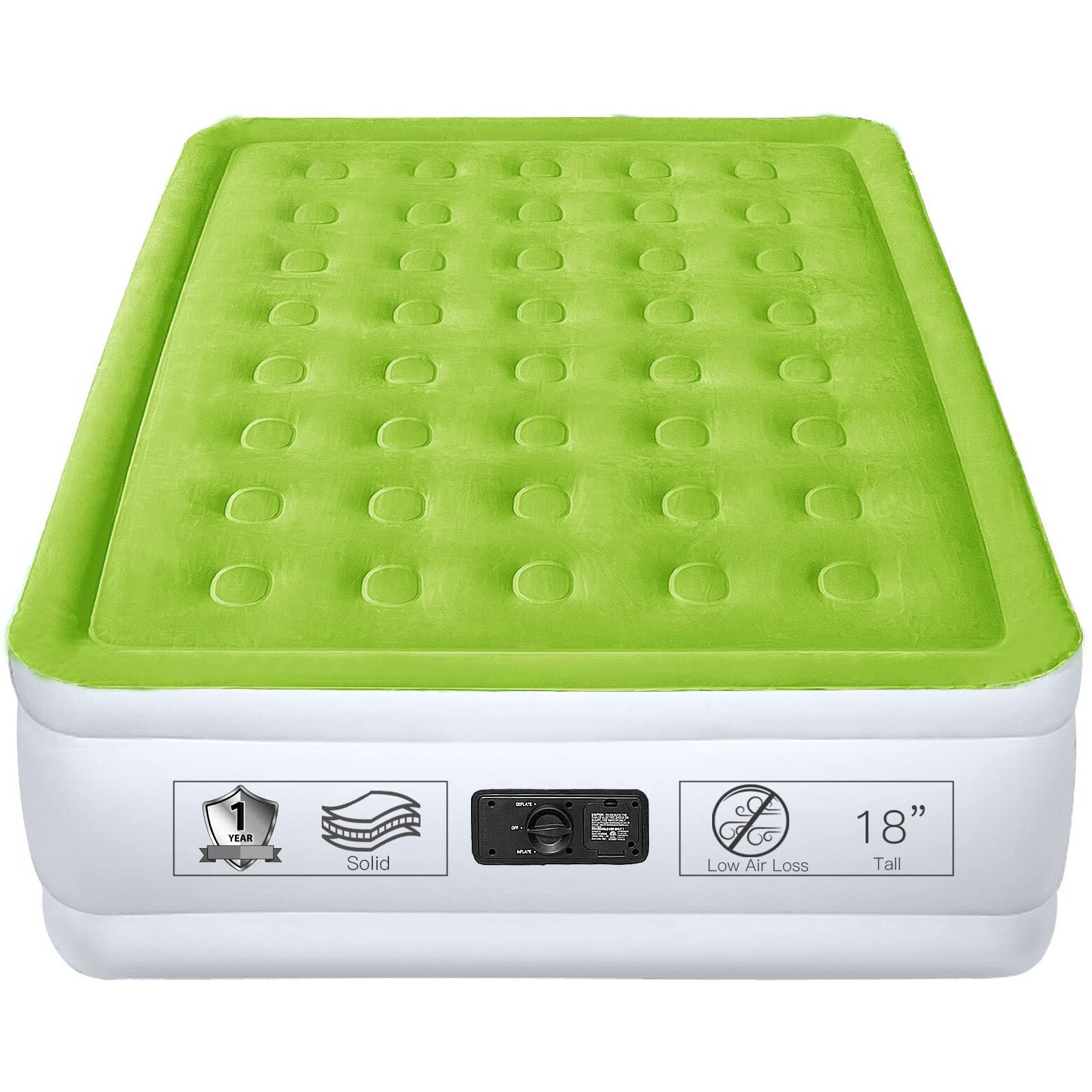 Yening Full Size Air Mattress With Built In Pump Raised Double Blow Up Bed Inflatable Camping Airbed Electric 18 Inch Tall