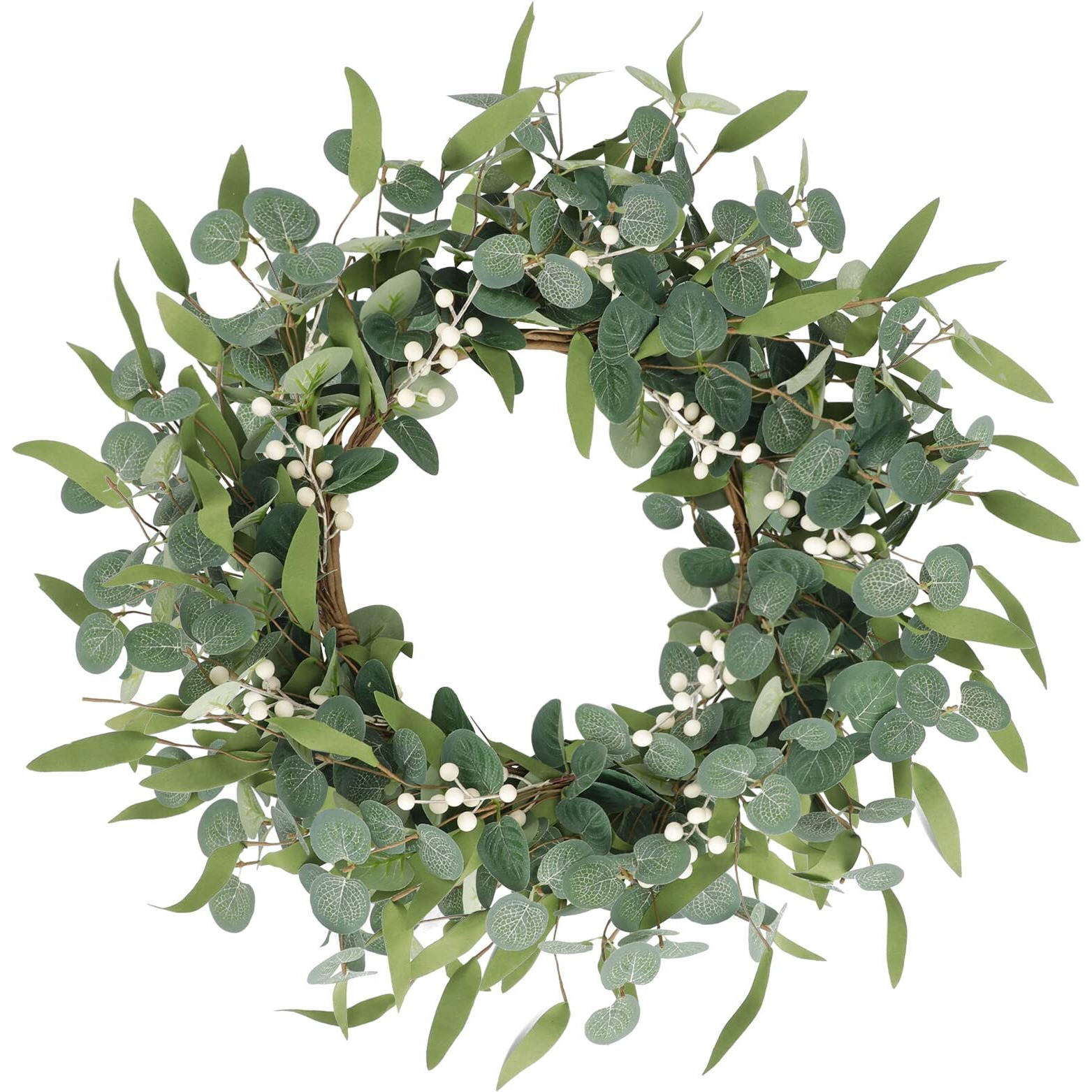 Cewor 20In Artificial Eucalyptus Wreath For Front Door Fall Wreath Green Leaf Wreath For Window Wedding Decor Home Porch Farmhouse Patio Garden Decor