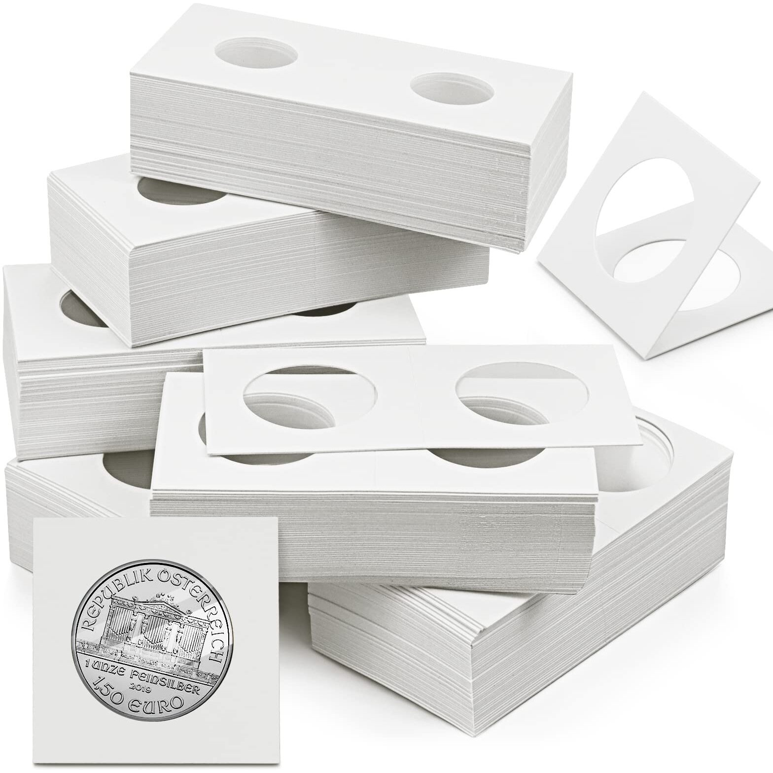 Nexxxi 300 Pcs Cardboard Coin Holder, 6 Sizes 2 "" X 2 "" Currency Holders For Coin Collection Supplies