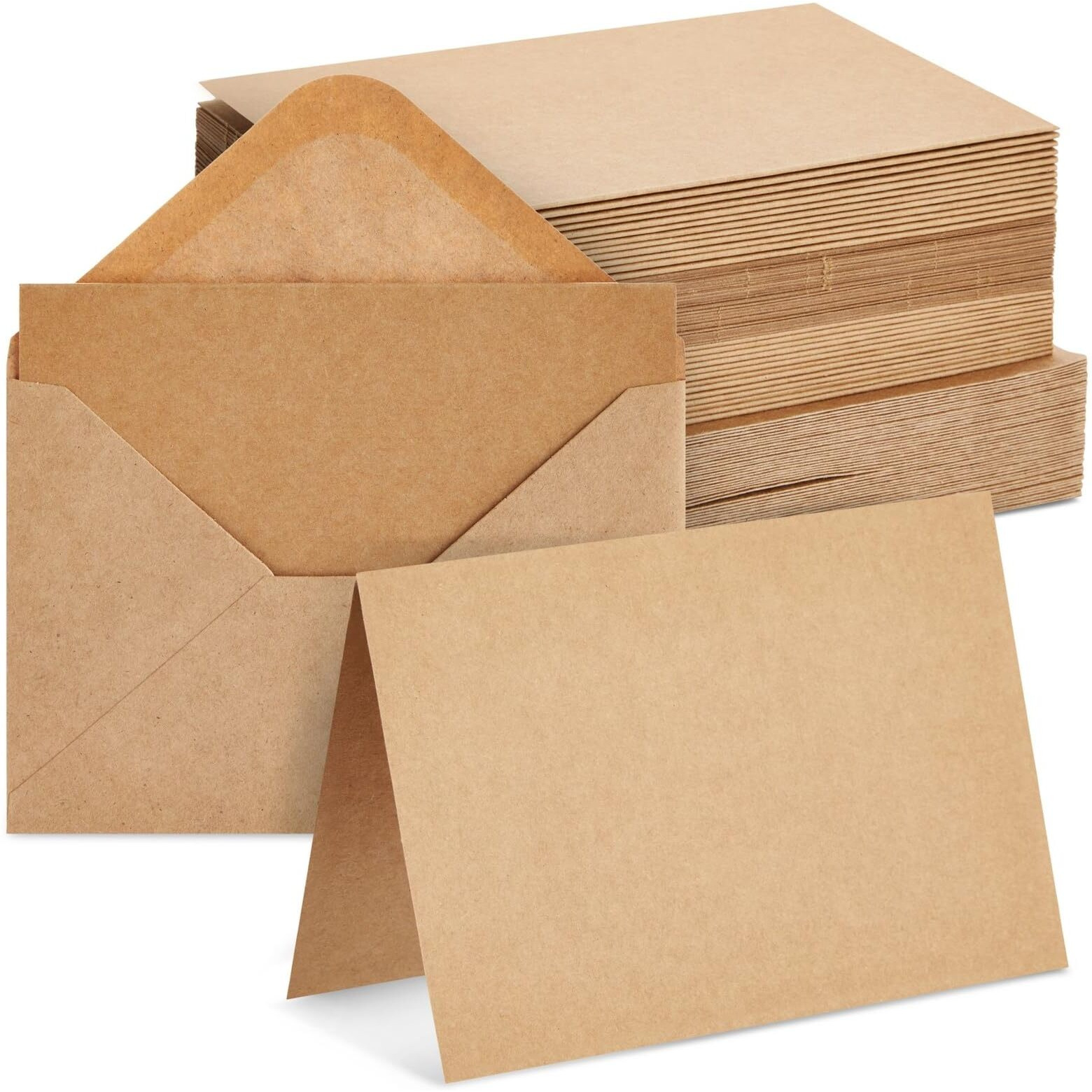 48 Pack Blank Cards And Envelopes 4X6 Brown, Folded Greeting Cards For Diy Thank You Notes, Wedding, Birthday Invitations, Crafts (4X6 In)