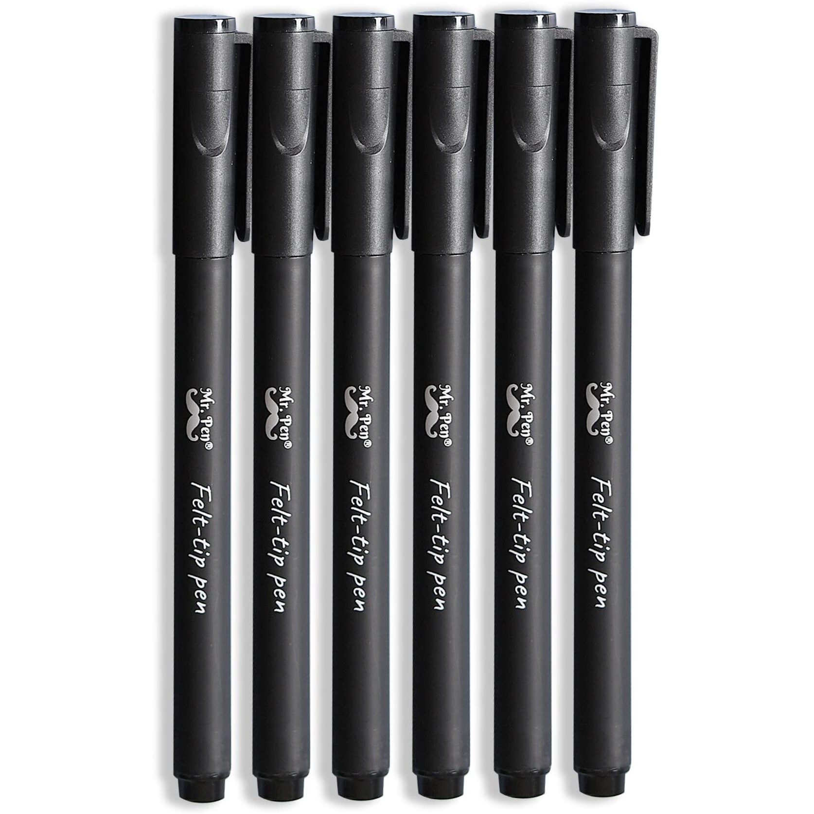 Mr. Pen- Pens, Felt Tip Pens, Black Pens, Pack Of 6, Fast Dry, No Smear, Fine Point Pens Black, Black Felt Tip Pens, Bible Journaling Pens, Felt Pens, Planner Markers, Pens For Journaling