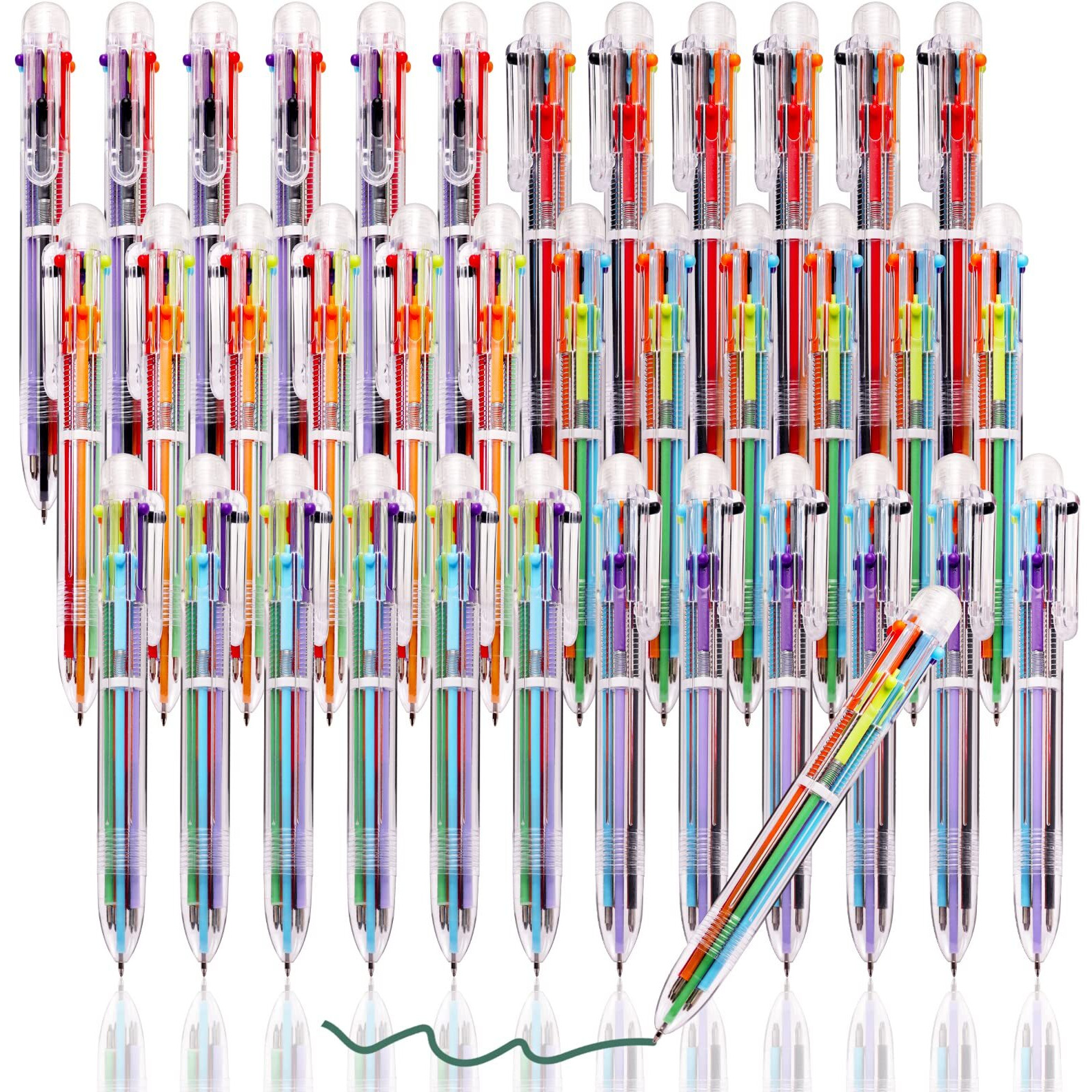 Jpsor 36 Pack Fun Pens For Kids, Multicolor Ballpoint Pen 6-In-1, Party Favors Transparent Barrel Ballpoint Pen 6-Color 0.5Mm For Office School Supplies Students Children Gift