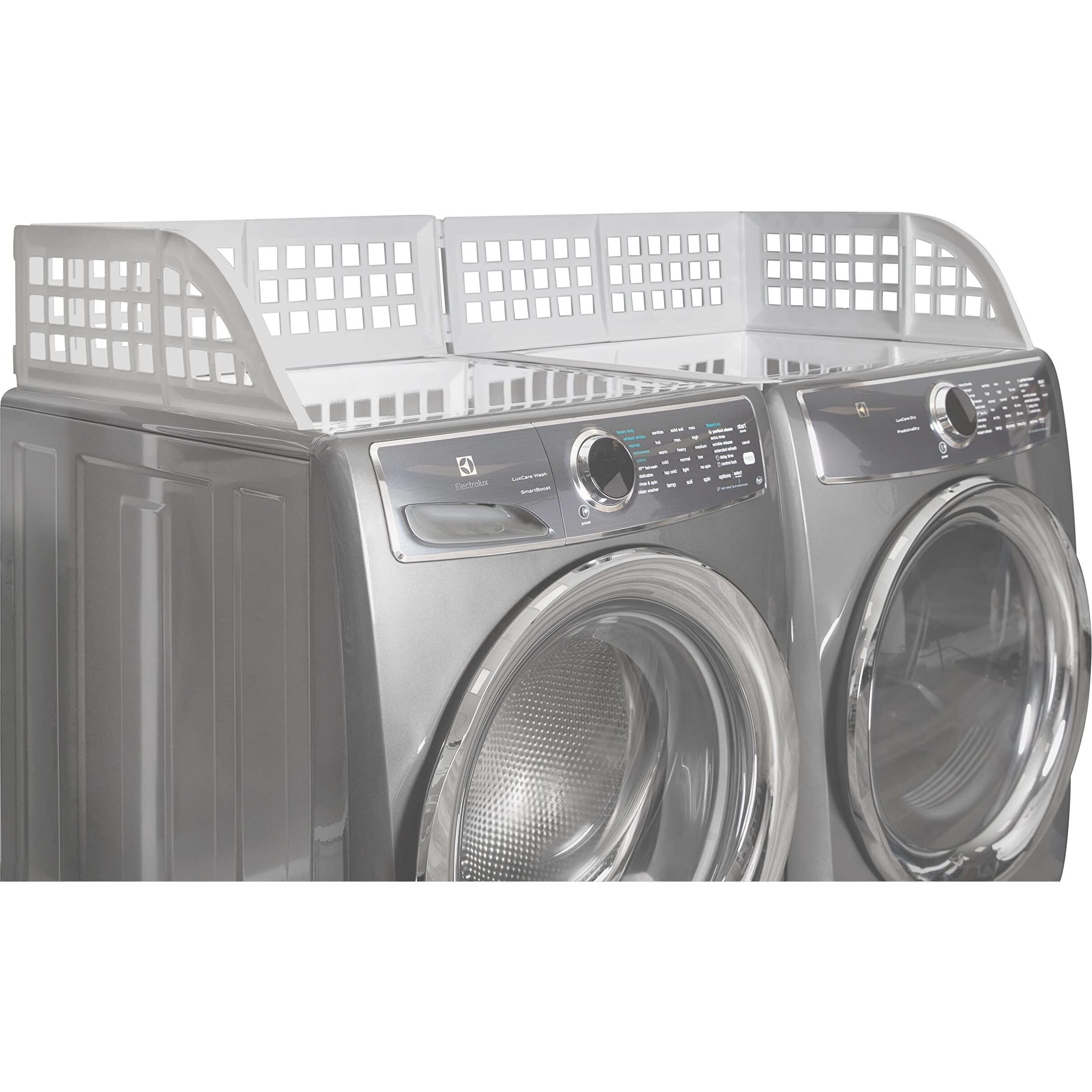 Eltow Laundry Guard With Silicone Gap Cover, Magnetic Fence For Washer/Dryer To Keep Clothes From Falling Behind, With 8 Strong Magnets, Laundry Room Accessories, Fits Most Washers (White)