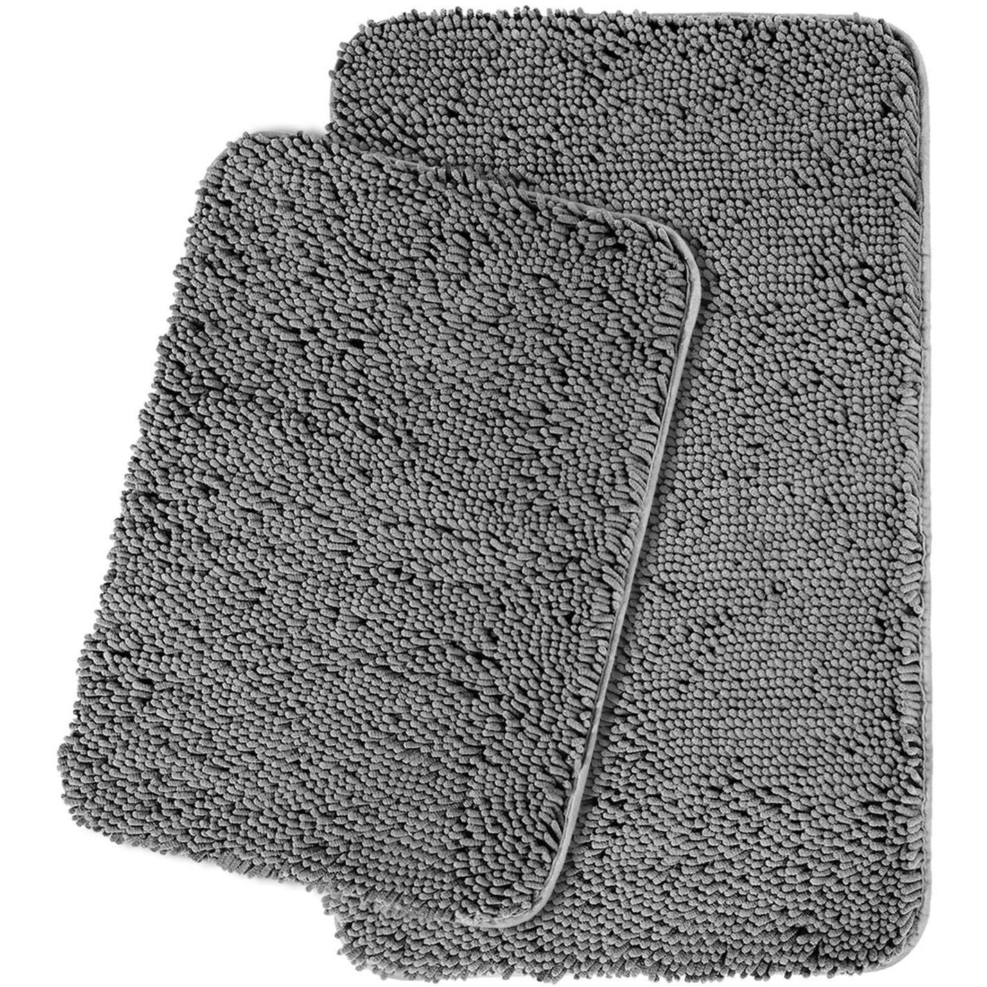 Yeaban Dark Gray Bathroom Rugs - Thick Chenille Bath Mats | Absorbent And Washable Bath Rug Non-Slip, Plush And Soft Rugs For Bathroom, Kitchen, Shower, Sink - 17 "" X 24 ""
