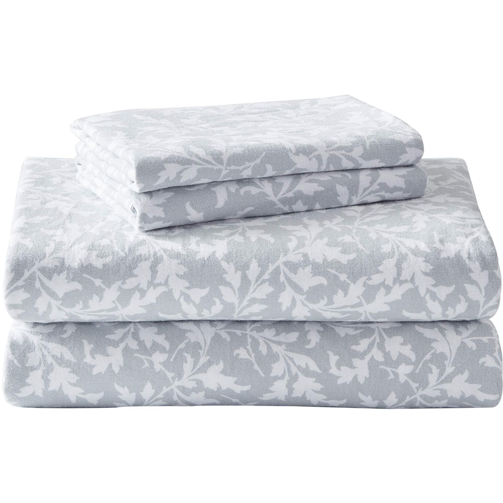 Laura Ashley Home - Queen Sheets, Cotton Flannel Bedding Set, Brushed For Extra Softness & Comfort (Crestwood, Queen)