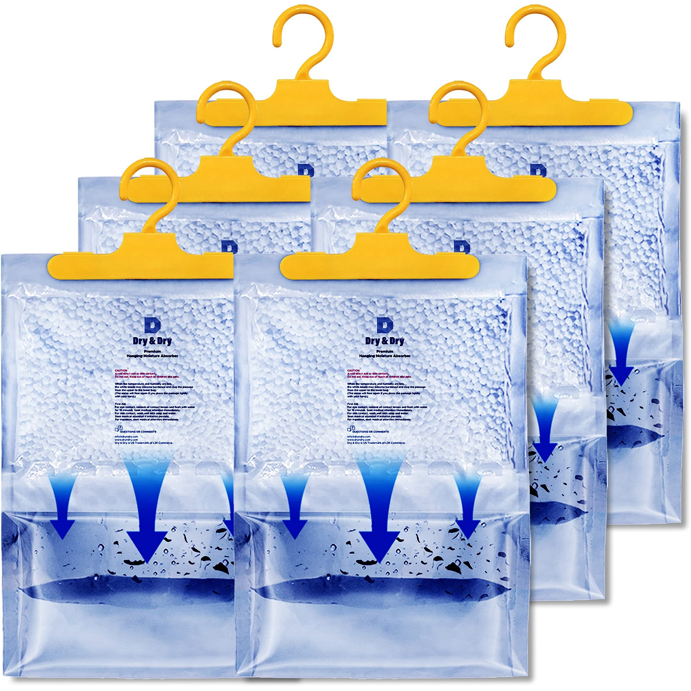 Dry & Dry 6 Packs [Net 7 Oz/Pack] Moisture Absorbers Dehumidifiers For Home Dehumidifier For Basement Dehumidifiers For Bedroom Small Dehumidifiers - Dehumidifiers Moisture Absorbers