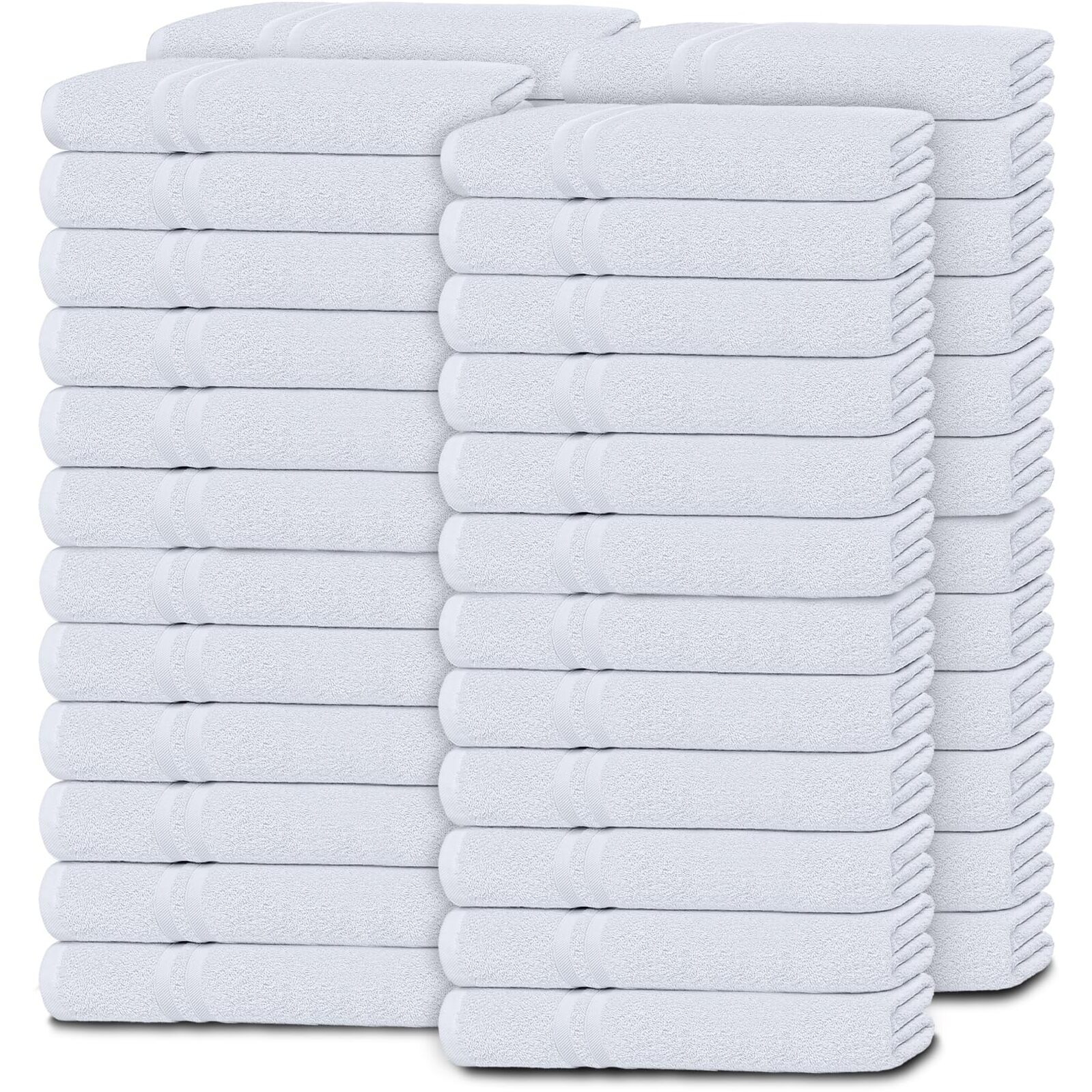 Wealuxe White Washcloths For Body And Face Towel, Cotton Wash Cloths Bulk 48 Pack, Flannel Spa Fingertip Wash Clothes 12X12 Inch, Soft Absorbent Gym Towels