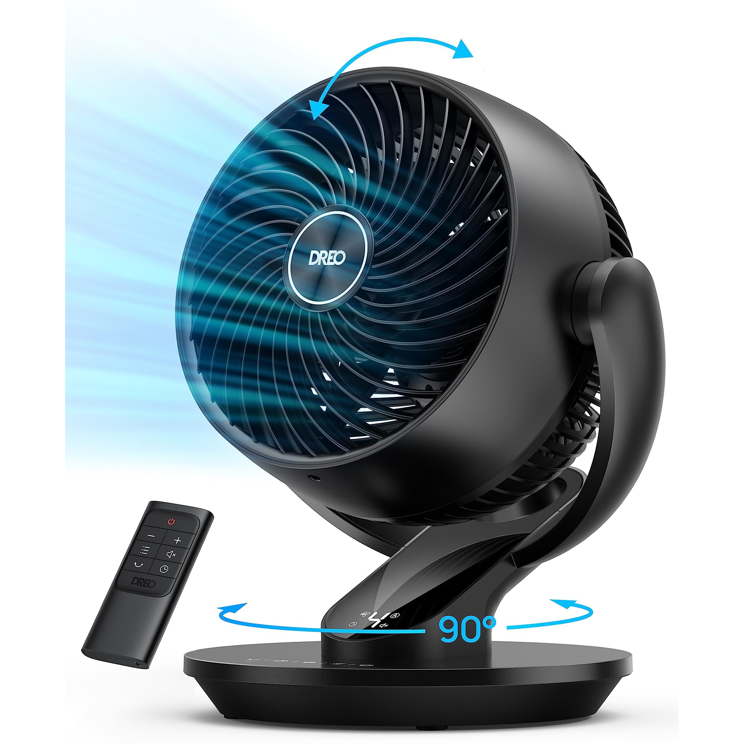 Dreo Table Fans For Home Bedroom, 9 Inch Quiet Oscillating Floor Fan With Remote, Air Circulator Fan For Whole Room, 70Ft Powerful Airflow, 120    Adjustable Tilt, 4 Speeds, 8H Timer
