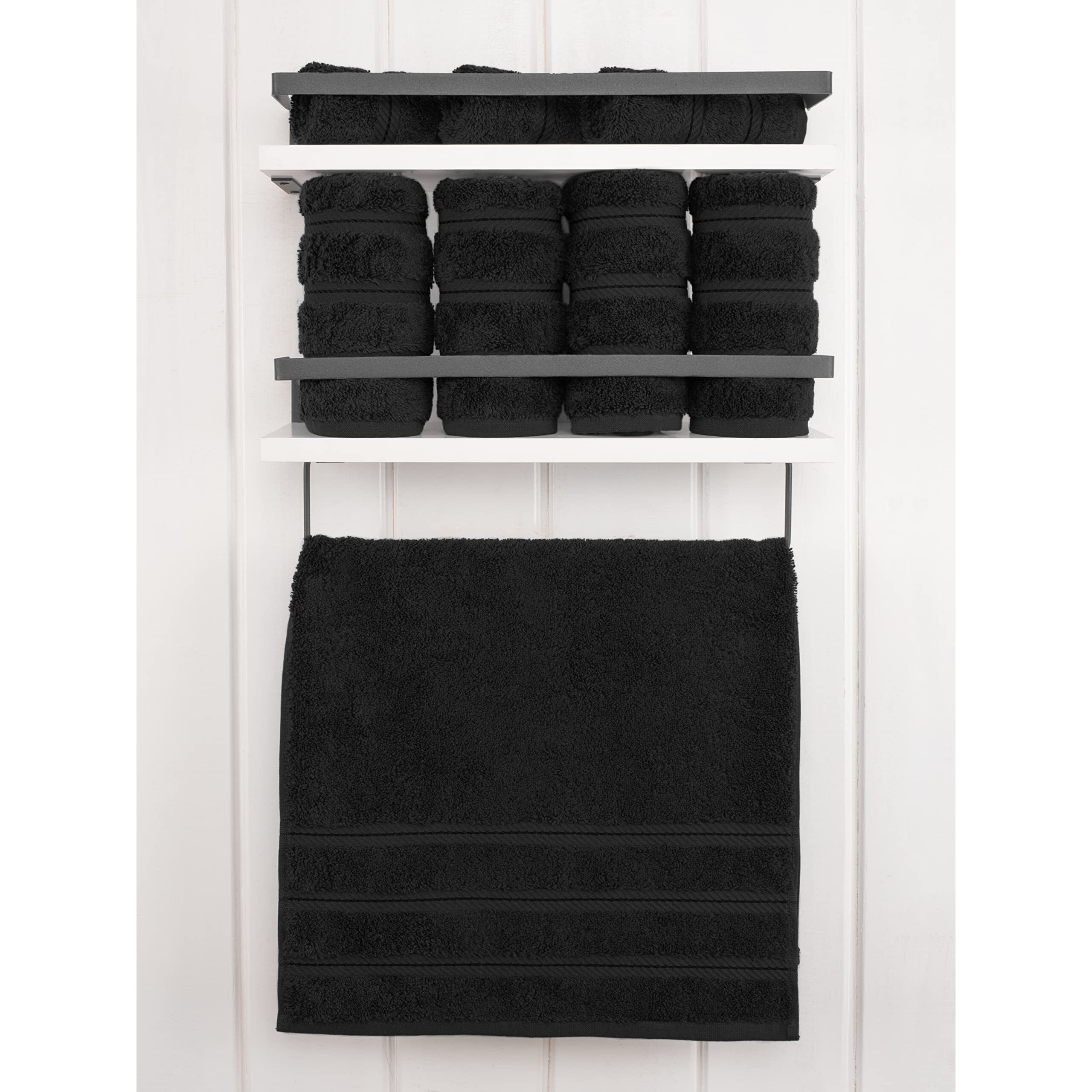 American Soft Linen Hand Towels, Hand Towel Set Of 4, 100% Turkish Cotton Hand Towels For Bathroom, Hand Face Towels For Kitchen, Black Hand Towel