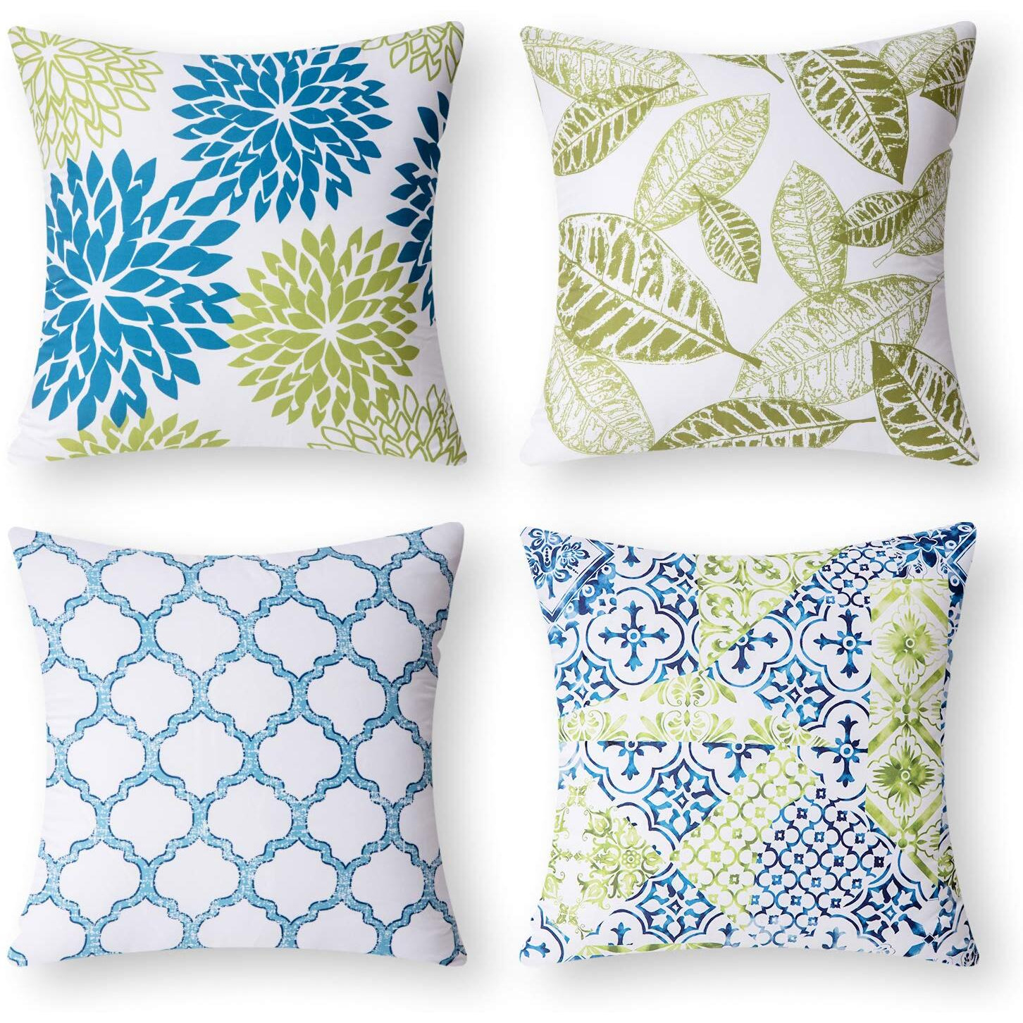 Phantoscope New Living Blue&Green Decorative Throw Pillow Case Cushion Cover 18 "" X 18 "" 45 X 45 Cm Set Of 4