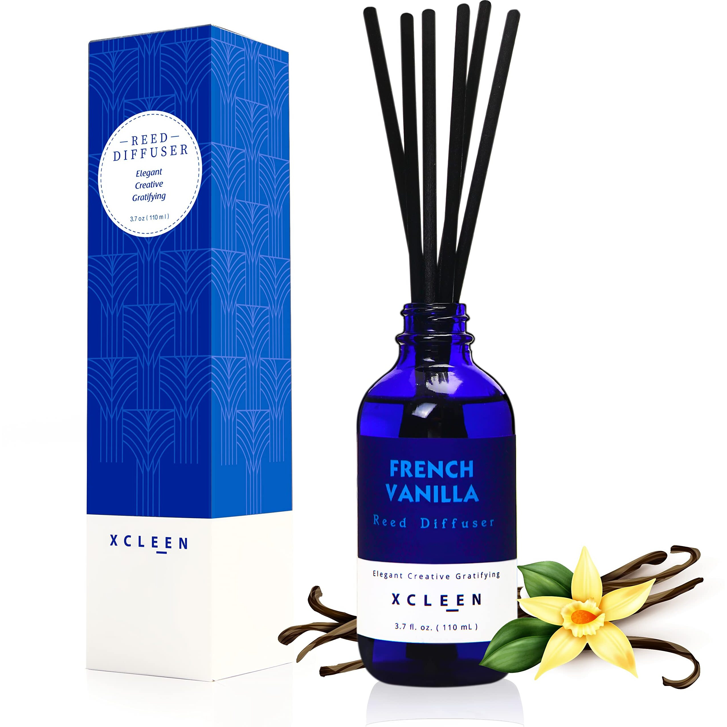 Reed Diffuser Set With Sticks 3.7 Oz, Vanilla, Coconut & Milk Scented Fragrance Oil Diffuser For Home Bedroom & Kitchen, Long-Lasting Room Air Freshener, Mind & Body Aromatherapy, Gift Idea