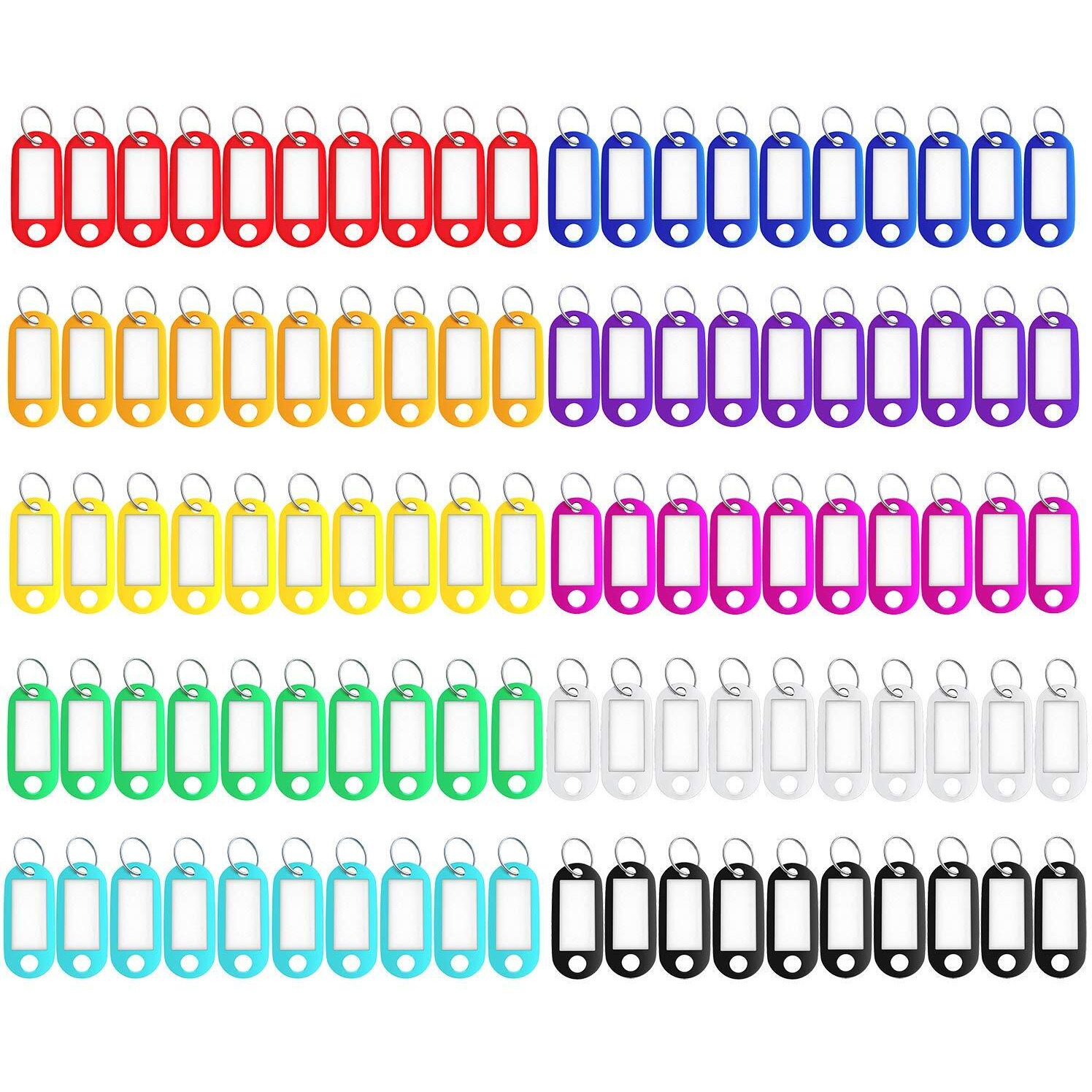 150 Pack Plastic Key Tags, 10 Assorted Colors Key Keychain Tags With Labels, Key Chain Label Tags Identifiers Id Tags With Split Ring