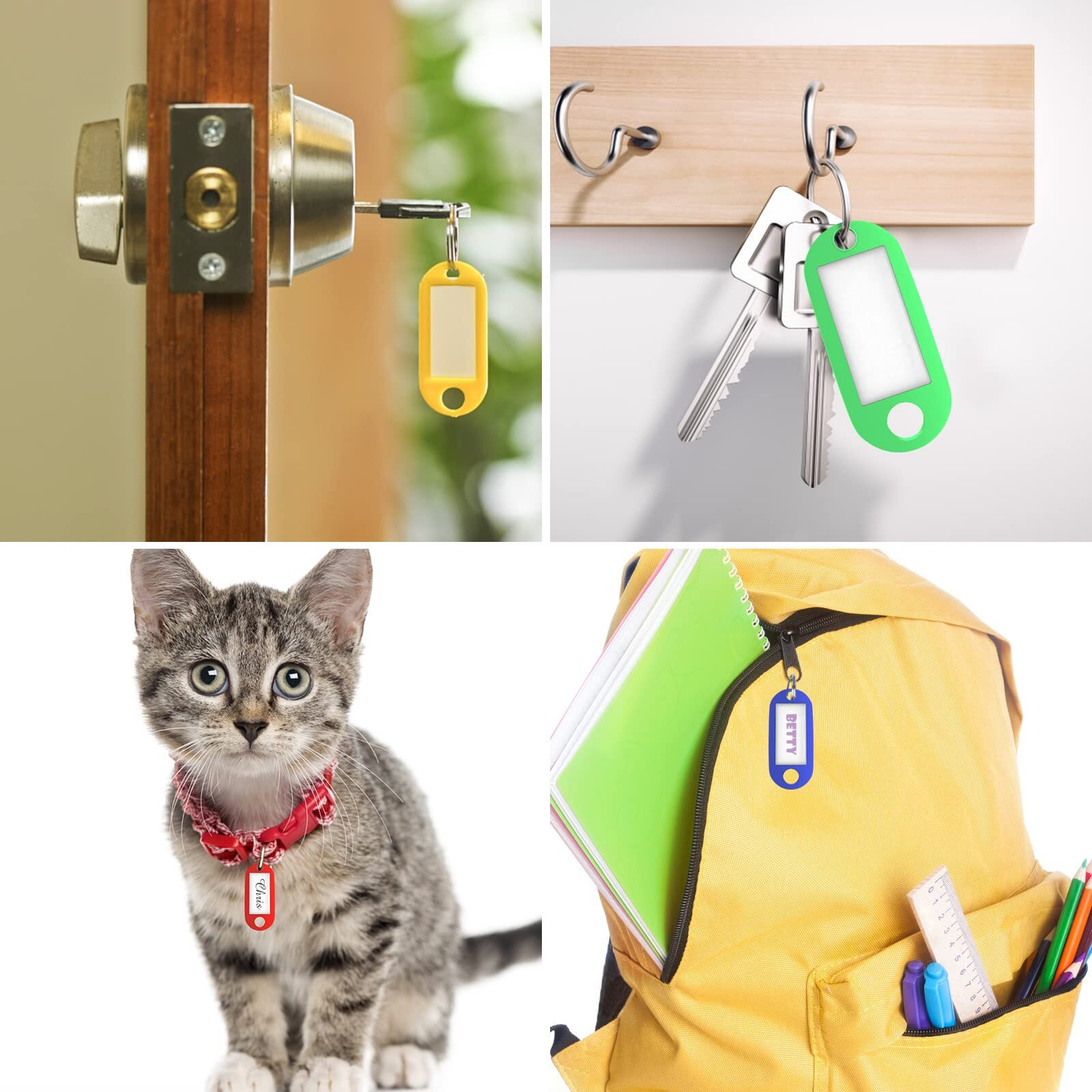150 Pack Plastic Key Tags, 10 Assorted Colors Key Keychain Tags With Labels, Key Chain Label Tags Identifiers Id Tags With Split Ring