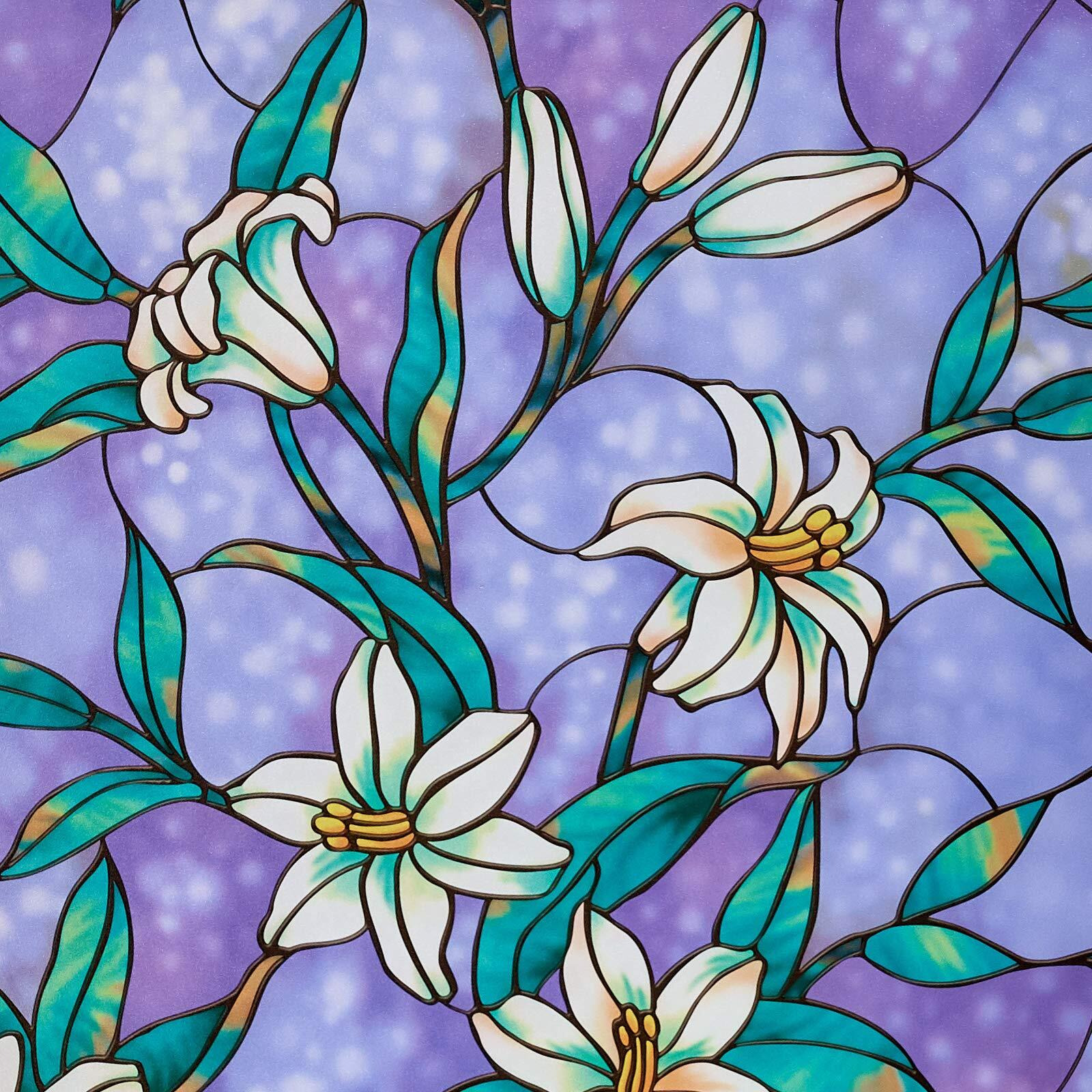 Coavas Total Privacy Window Film Stained Glass Decorative Static Cling Glass Film Non-Adhesive Frosted Window Tint For Home 17.7"" X 78.7""