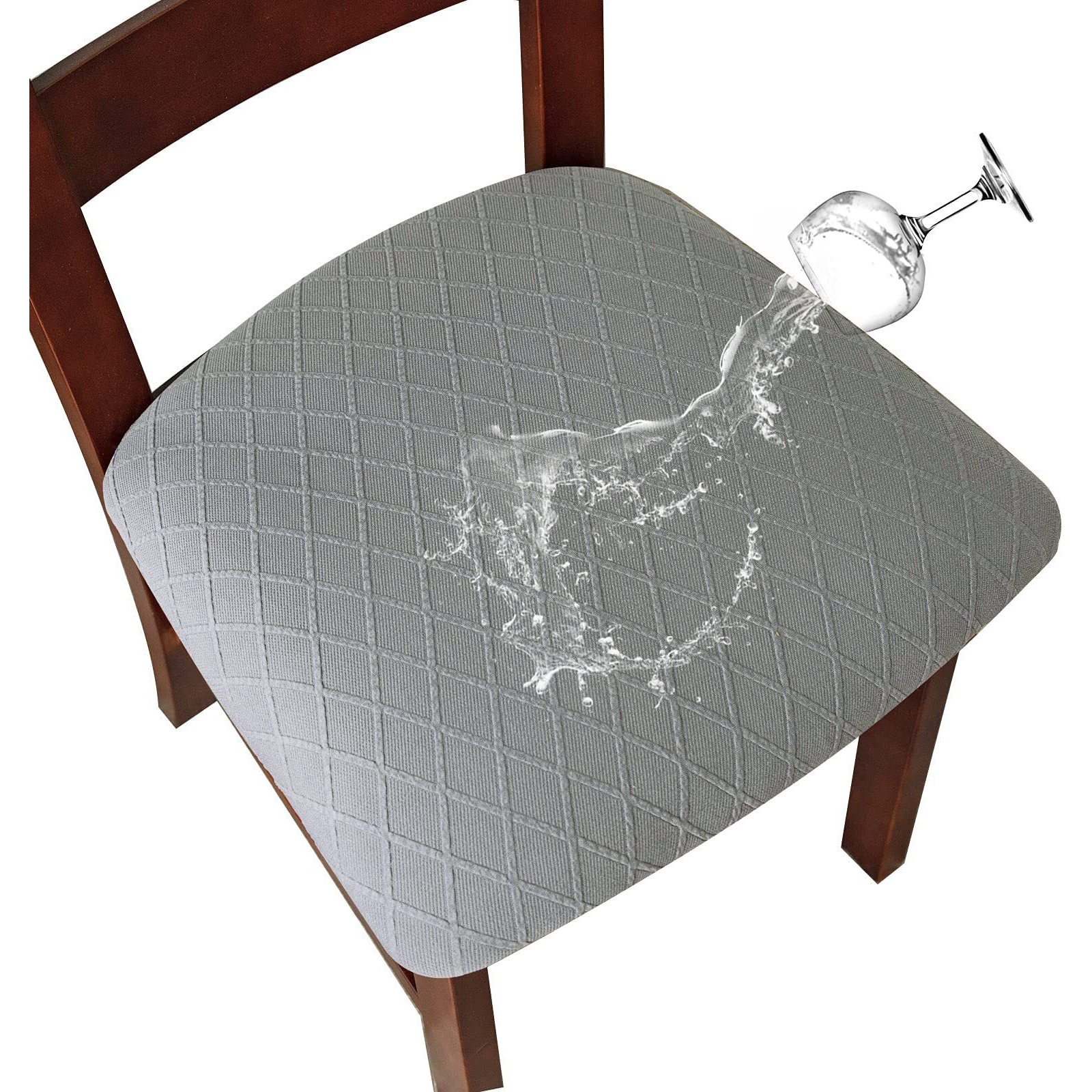 Genina Waterproof Seat Covers For Dining Room Chairs Covers Dining Chair Cover Kitchen Chair Covers (Gray, 4 Pcs)
