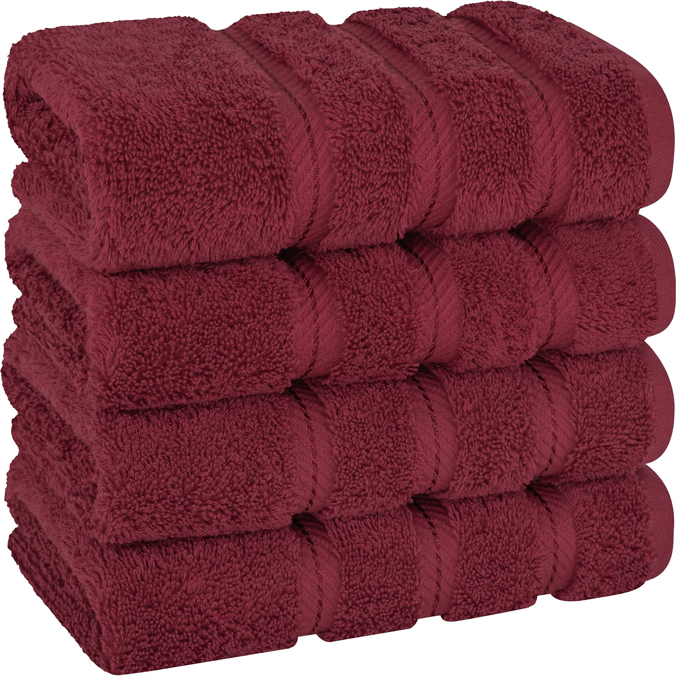 American Soft Linen Hand Towels, Hand Towel Set Of 4, 100% Turkish Cotton Hand Towels For Bathroom, Hand Face Towels For Kitchen, Burgundy Red Hand Towel