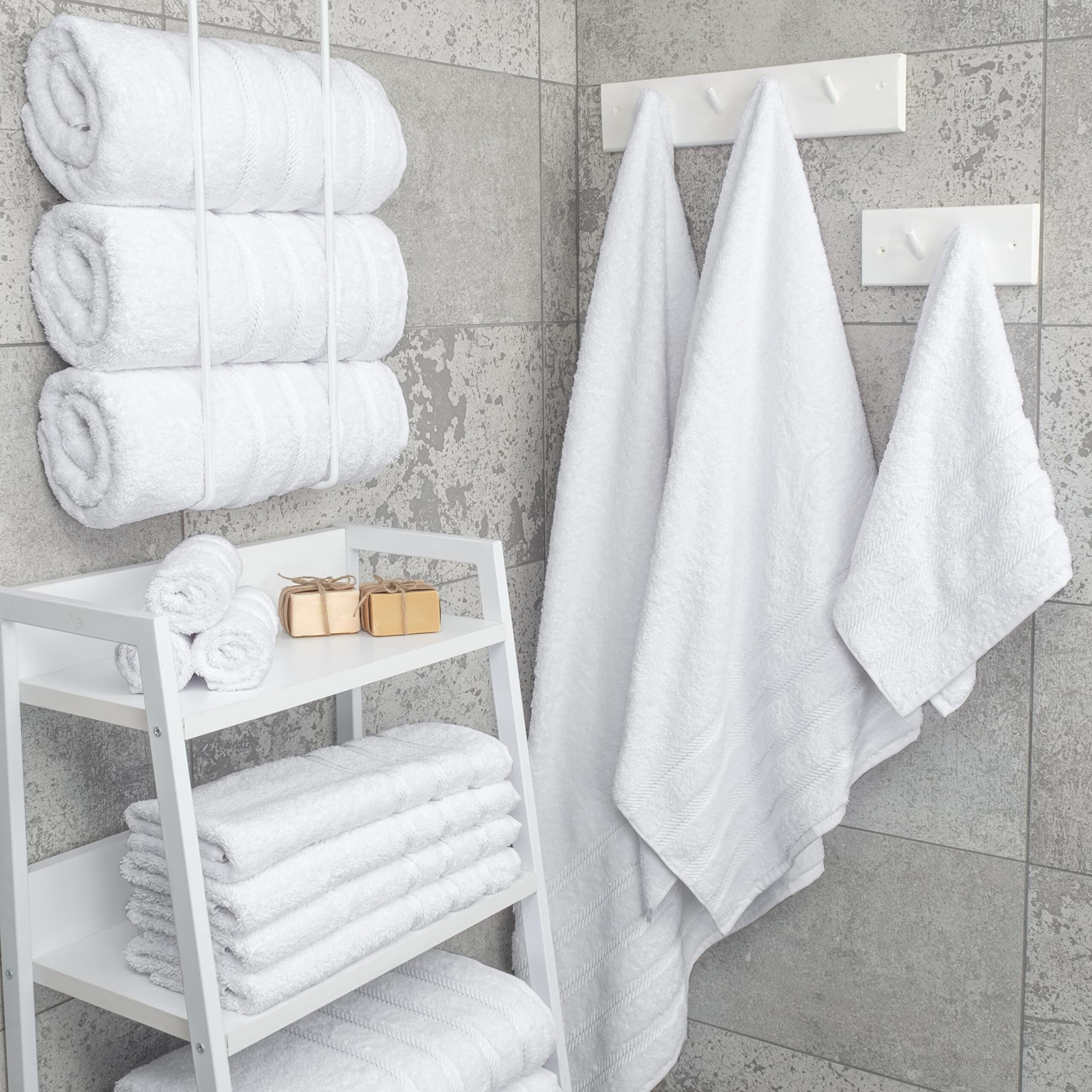 American Soft Linen Luxury 4 Piece Bath Towel Set, 100% Turkish Cotton Bath Towels For Bathroom, 27X54 In Extra Large Bath Towels 4-Pack, Bathroom Shower Towels, White Bath Towels