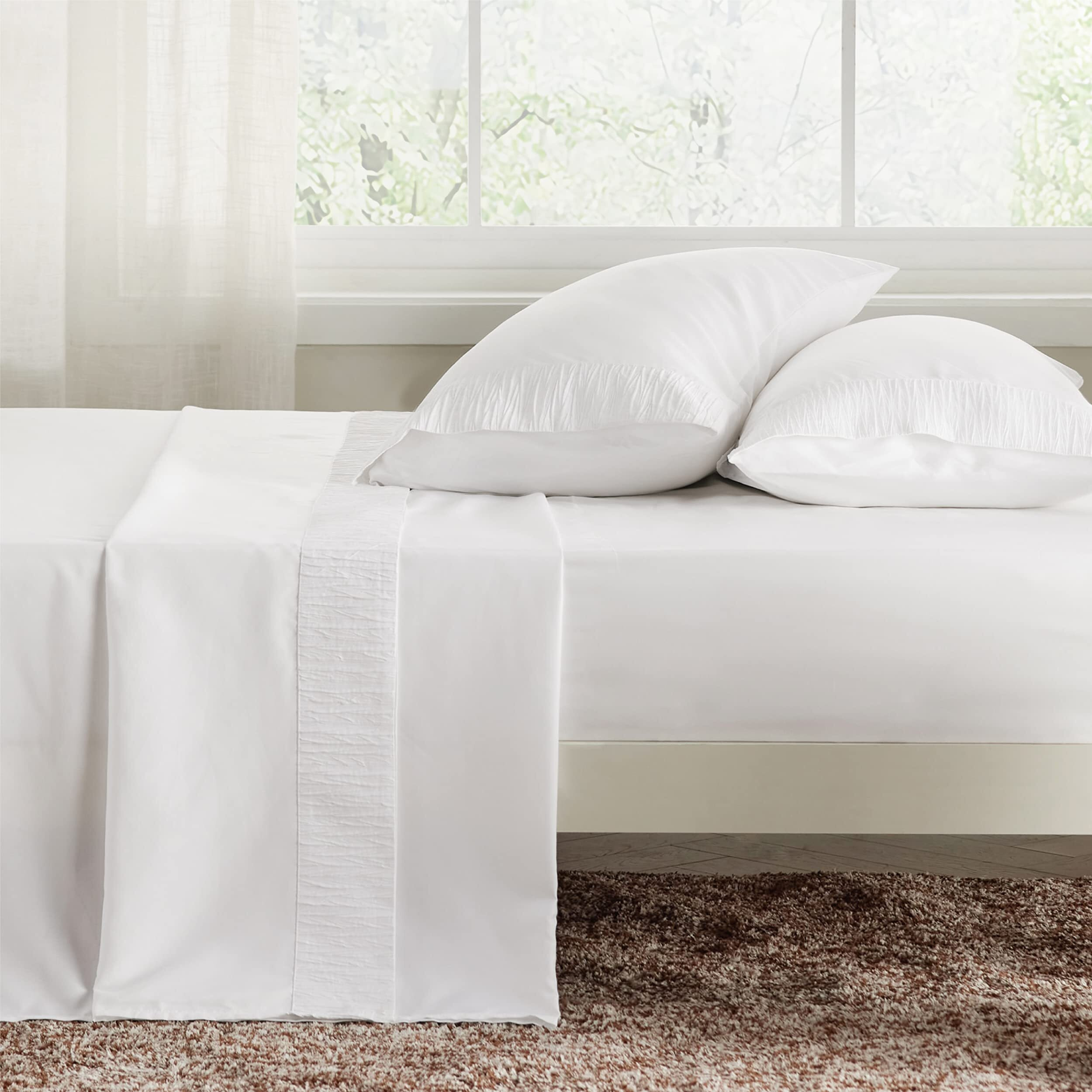 Bedsure King Size Sheets - Soft 1800 Sheets For King Size Bed, 4 Pieces Hotel Luxury White King Sheets, Easy Care Polyester Microfiber Cooling Bed Sheet Set