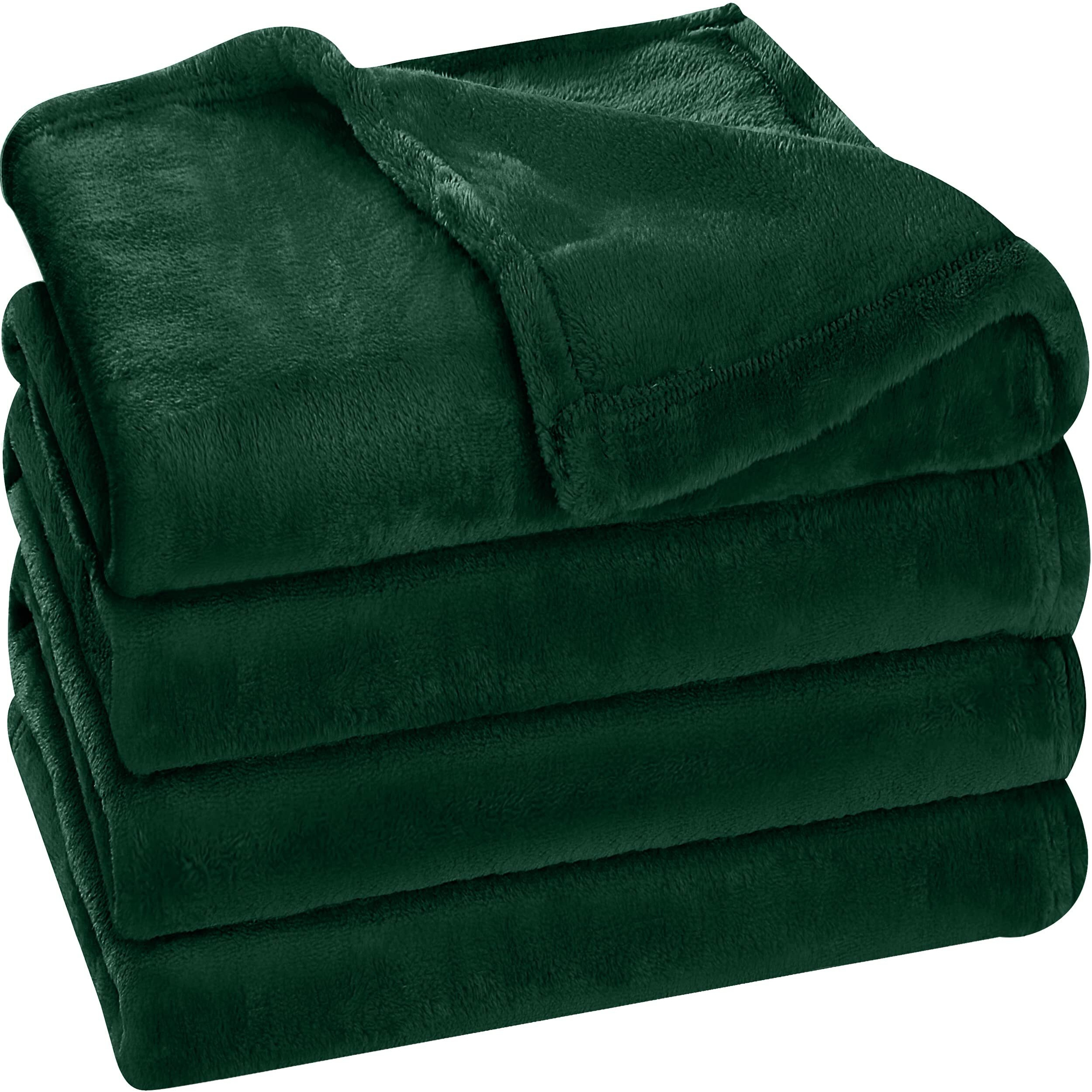 Utopia Bedding Fleece Blanket Queen Size Forest Green 300Gsm Luxury Bed Blanket Anti-Static Fuzzy Soft Blanket Microfiber (90X90 Inches)