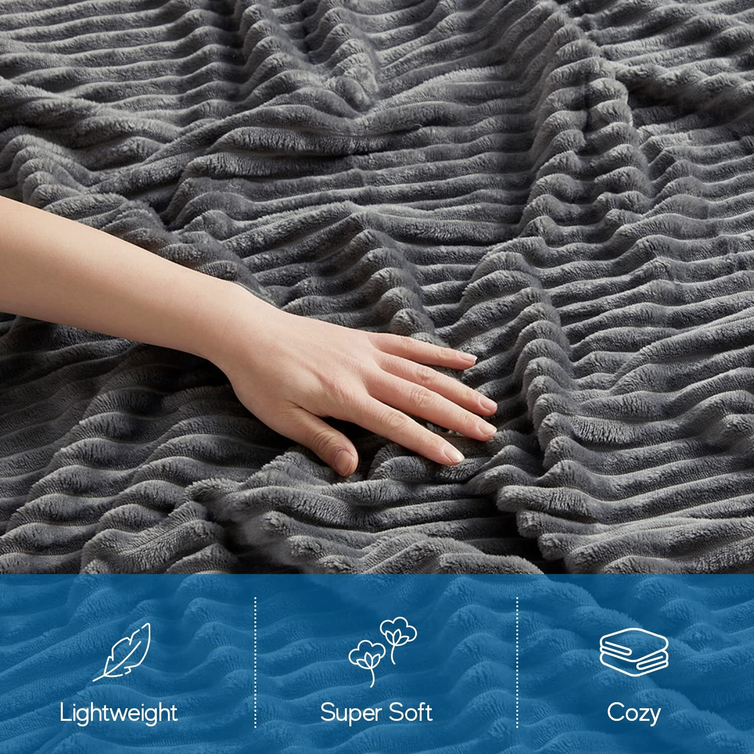 Nestl Grey Throw Blanket For Couch - Fuzzy Blankets And Throws For Sofa, Warm Throw Blankets, Soft Throw Blanket, Lightweight Cut Plush Cozy Blanket, 50X60 Inches Fleece Blanket Throw