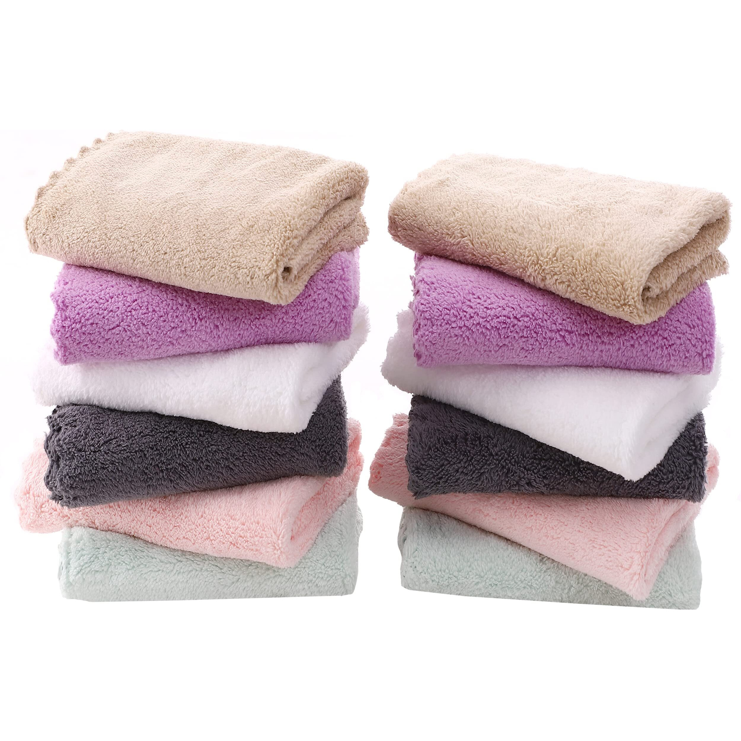 Tenstars 12 Pack Premium Washcloths Set - Quick Drying- Soft Microfiber Coral Velvet Highly Absorbent Wash Clothes - Multipurpose Use As Bath, Spa, Facial, Fingertip Towel (Multicolored)