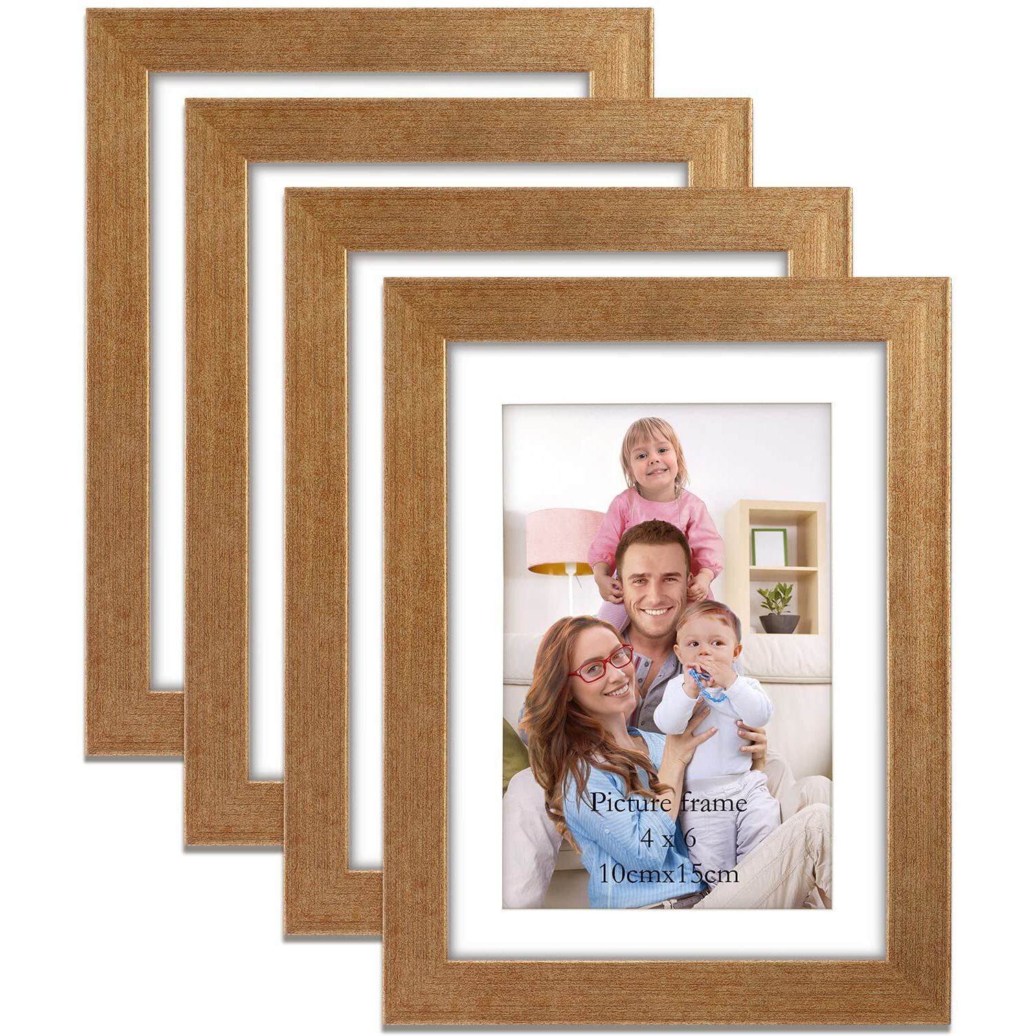 Giftgarden 4X6 Picture Frame Set Of 4 Antique Gold, 5X7 Matted To 4 X 6 Photo With Mat Or 5 X 7 Without Mat For Wall Or Tabletop Display